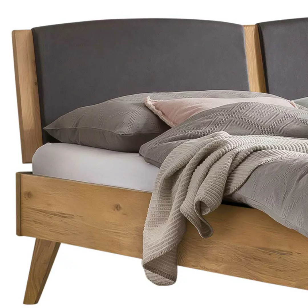 Massivholz Bett in Wildeichefarben geölt optional mit Nachtkommode günstig online kaufen