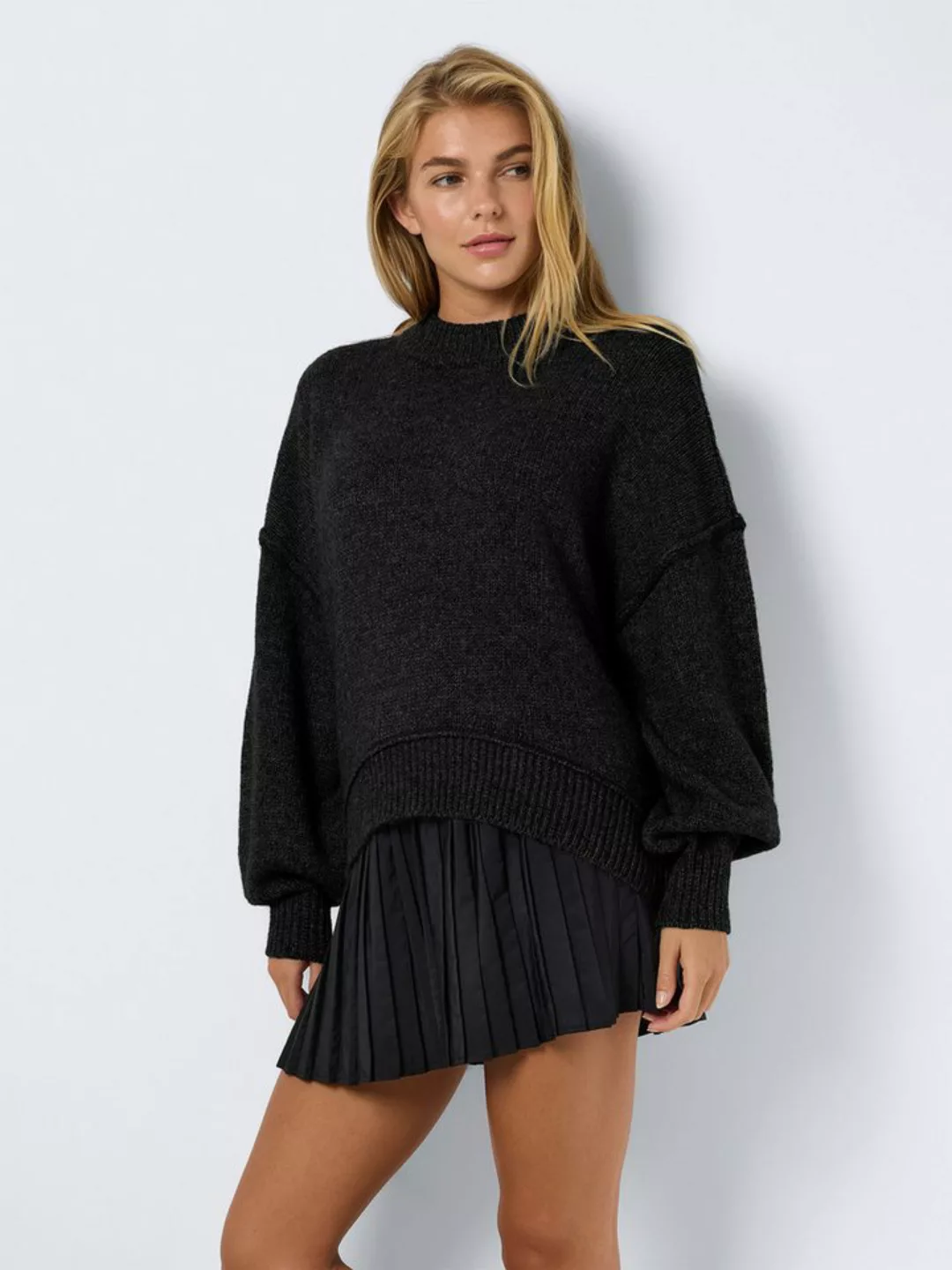 Noisy may Strickpullover Strickpullover Rundhals loose fit 7995 in Schwarz- günstig online kaufen