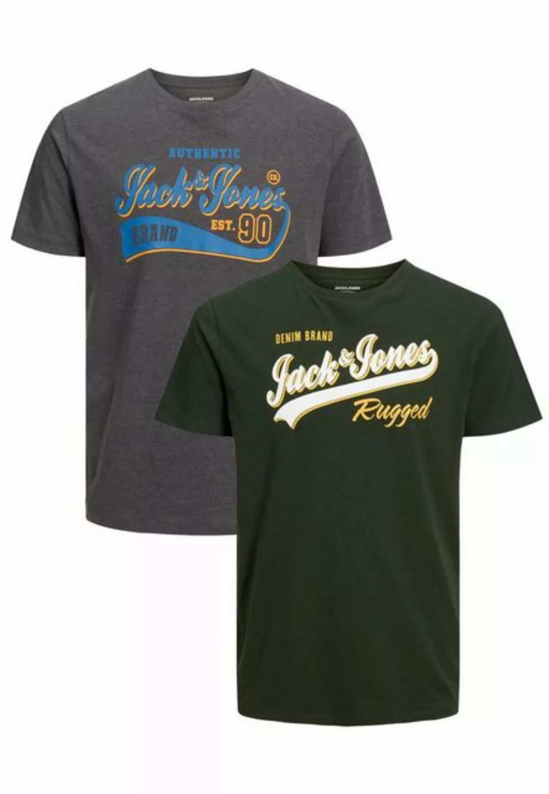 Jack & Jones T-Shirt 2-er Set Logo T-Shirt Kurzarm Shirt Übergröße JJELOGO günstig online kaufen