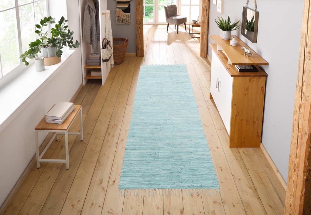 my home Teppich »Ares«, rechteckig, 5 mm Höhe, Uni Farben, handgewebt, mit günstig online kaufen
