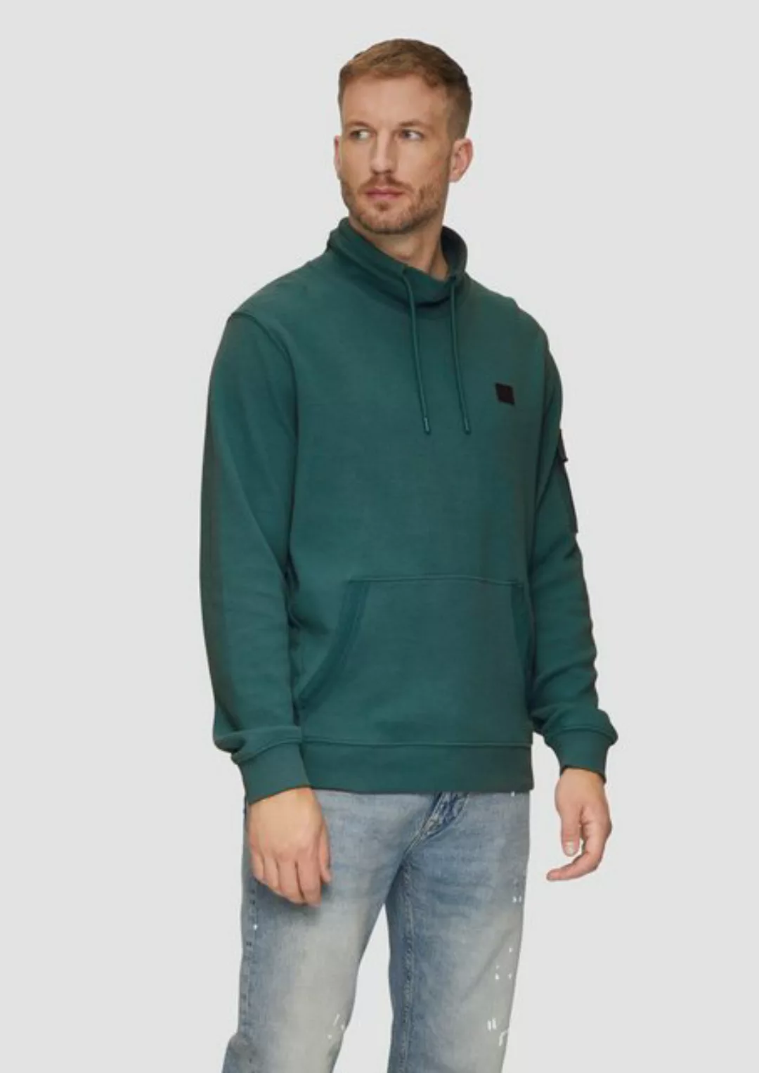 s.Oliver Sweatshirt Sweatshirt mit Kängurutasche und Snood-Kragen Logo günstig online kaufen