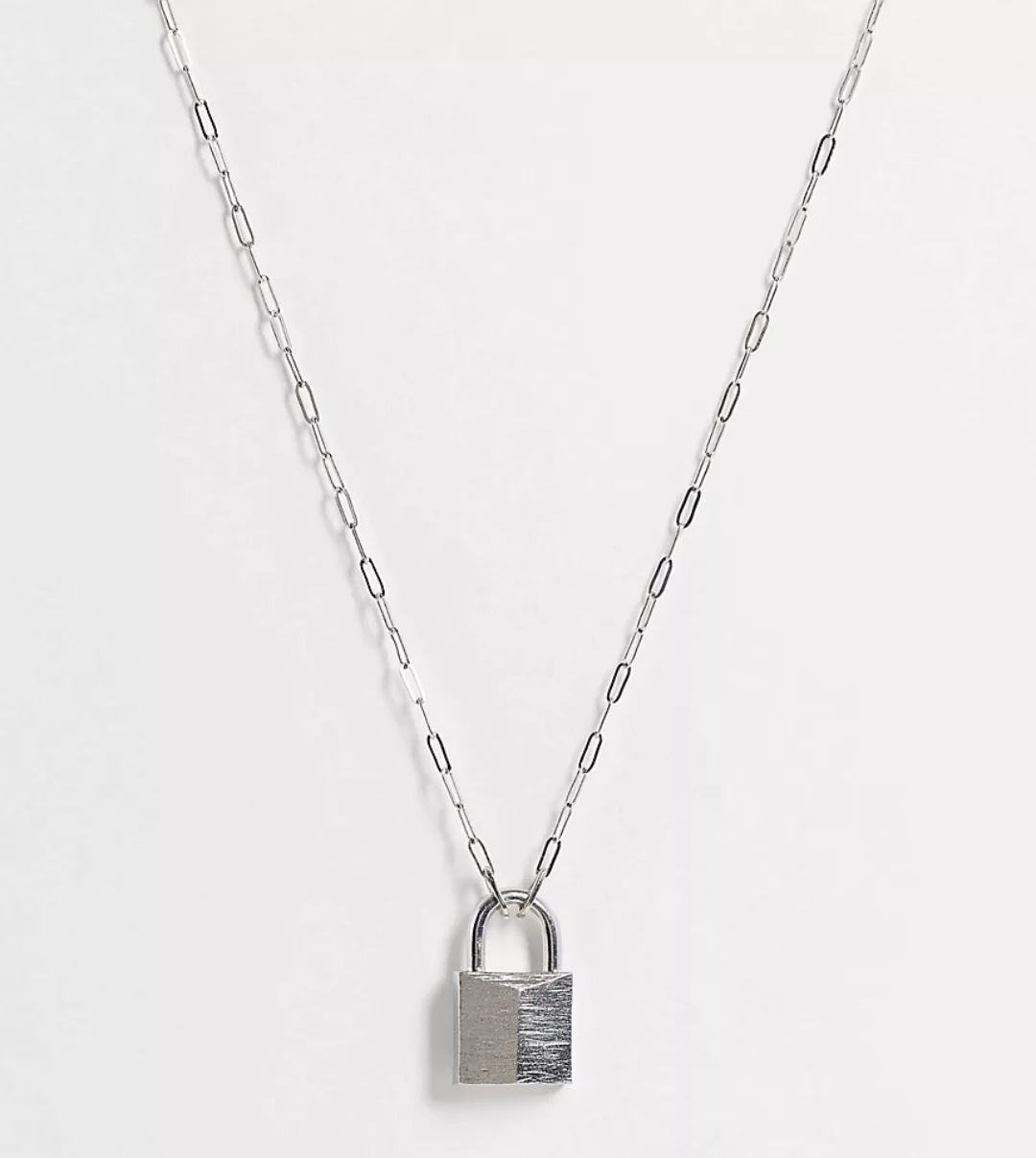 ASOS DESIGN Curve – Halskette in Silber mit Schlossanhänger günstig online kaufen
