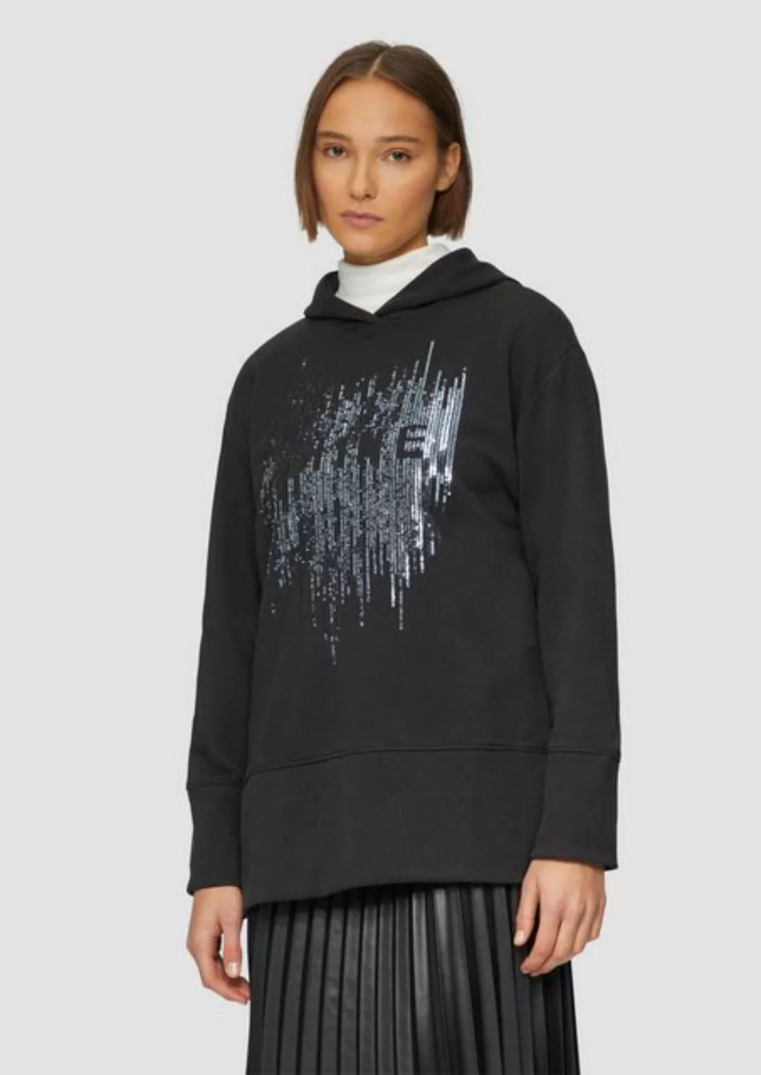 s.Oliver Sweatshirt Hoodie mit Pailletten im Relaxed Fit Rippblende günstig online kaufen