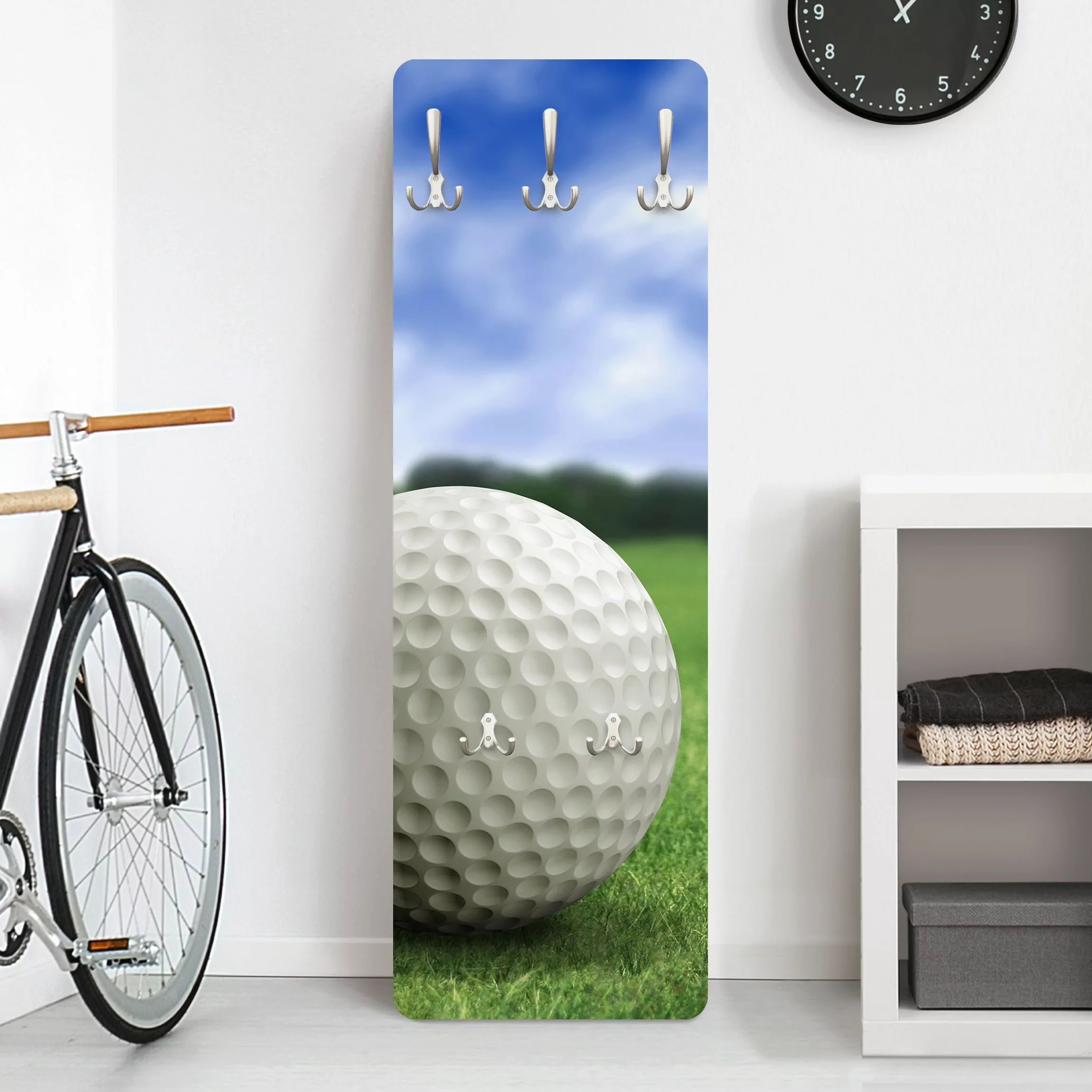 Wandgarderobe Holzpaneel Golfball günstig online kaufen