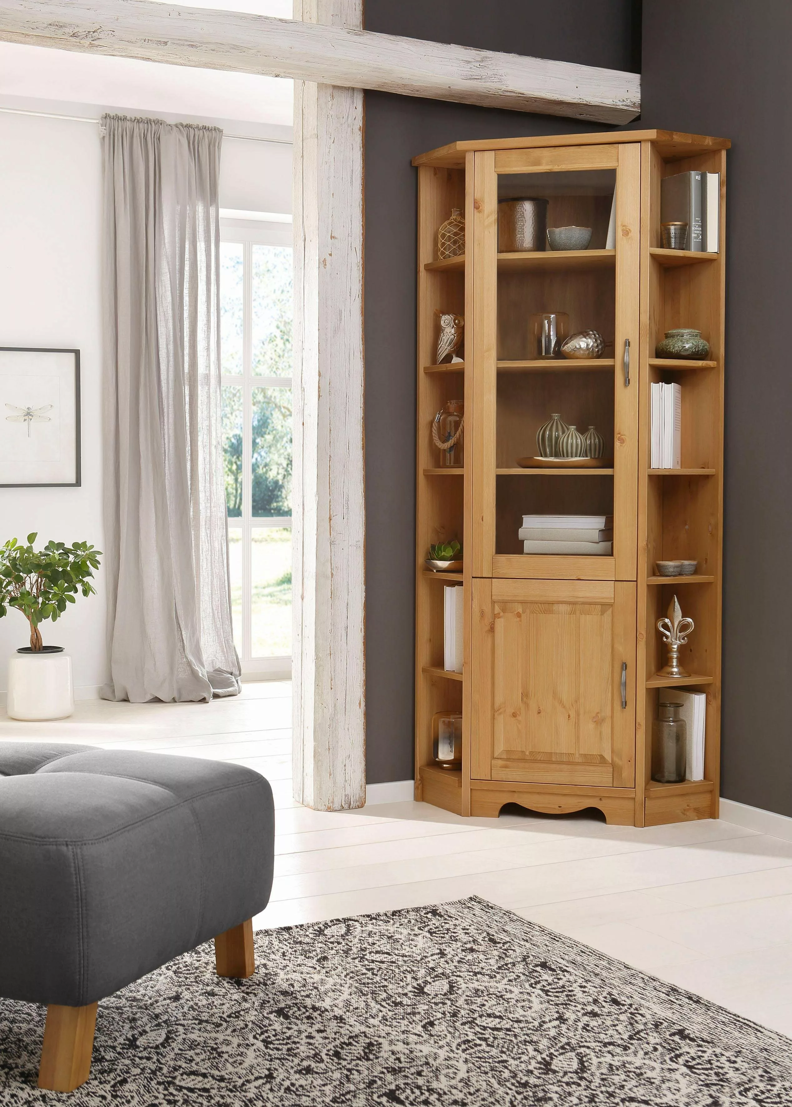 Home affaire Eckvitrine "Trinidad", Höhe 188 cm, FSC zertifiziertes Massivh günstig online kaufen