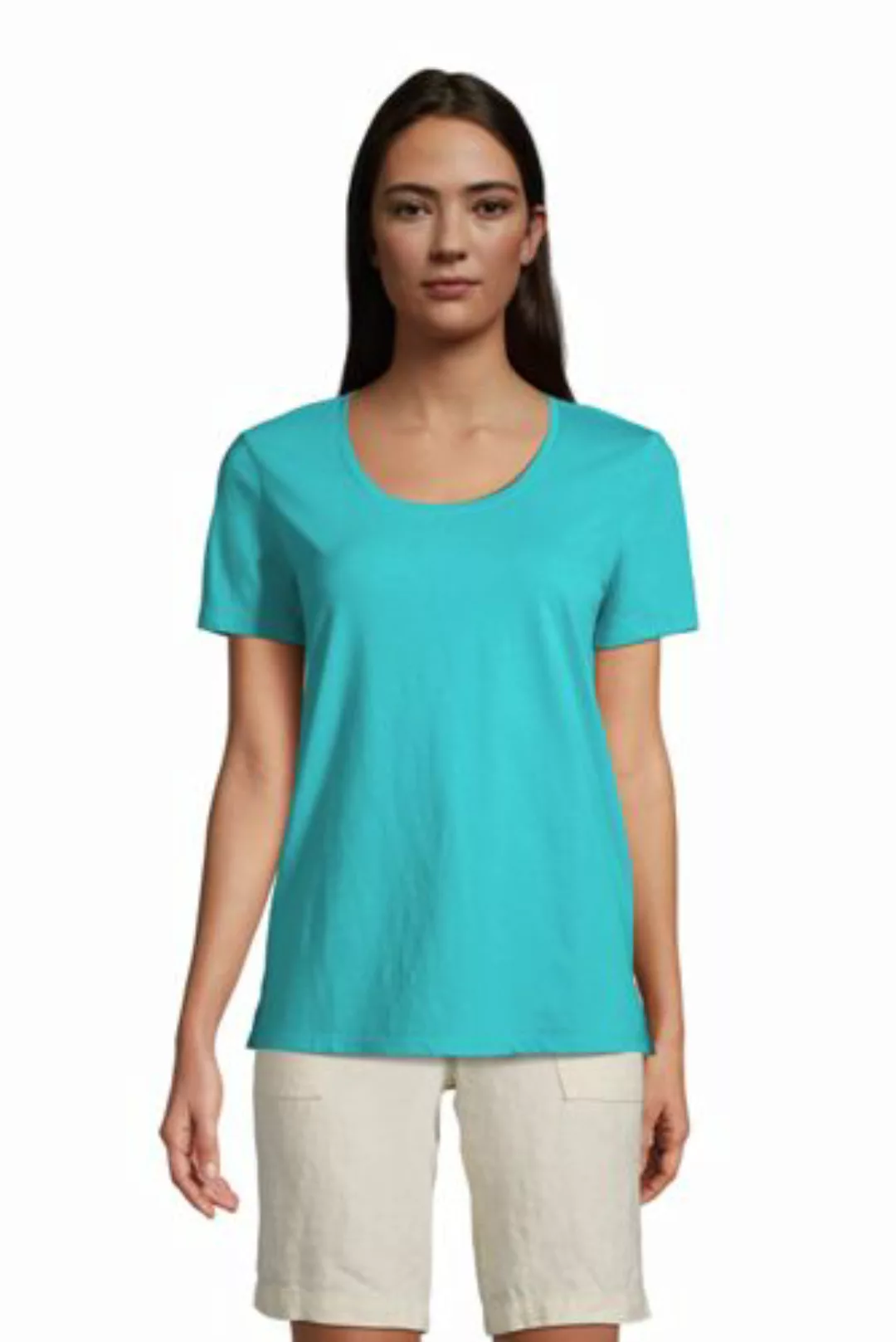 Shirt aus Leinenmix, Damen, Größe: M Normal, Blau, by Lands' End, Cool Aqua günstig online kaufen