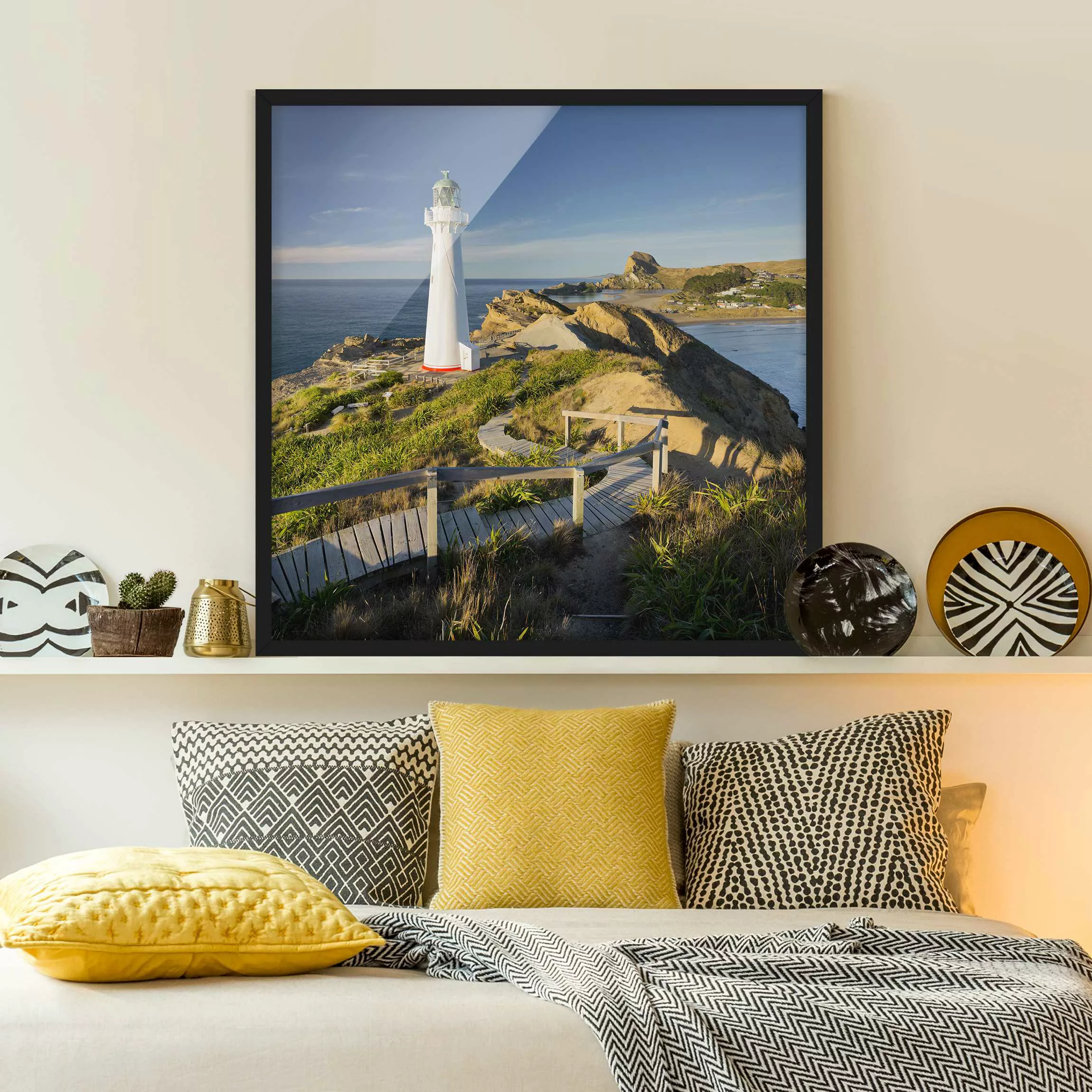 Bild mit Rahmen Natur & Landschaft - Quadrat Castle Point Leuchtturm Neusee günstig online kaufen