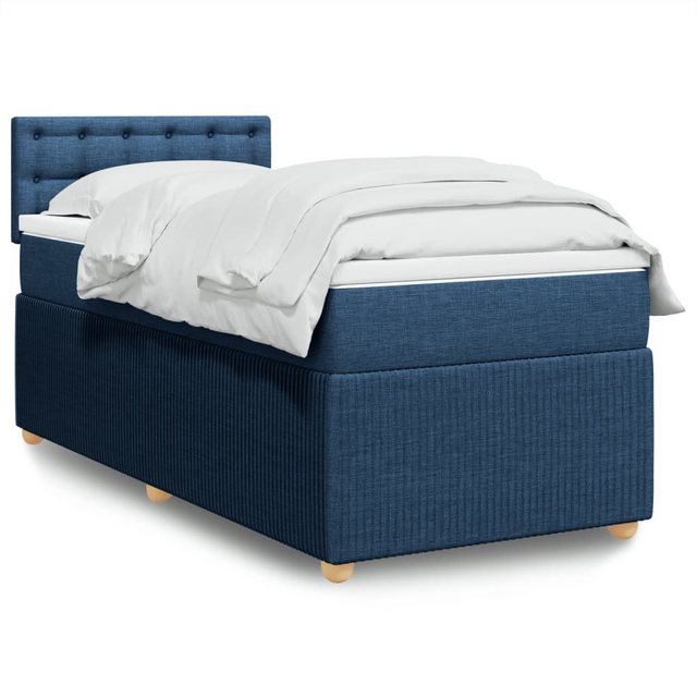 vidaXL Boxspringbett, Boxspringbett mit Matratze Blau 100x200 cm Stoff günstig online kaufen