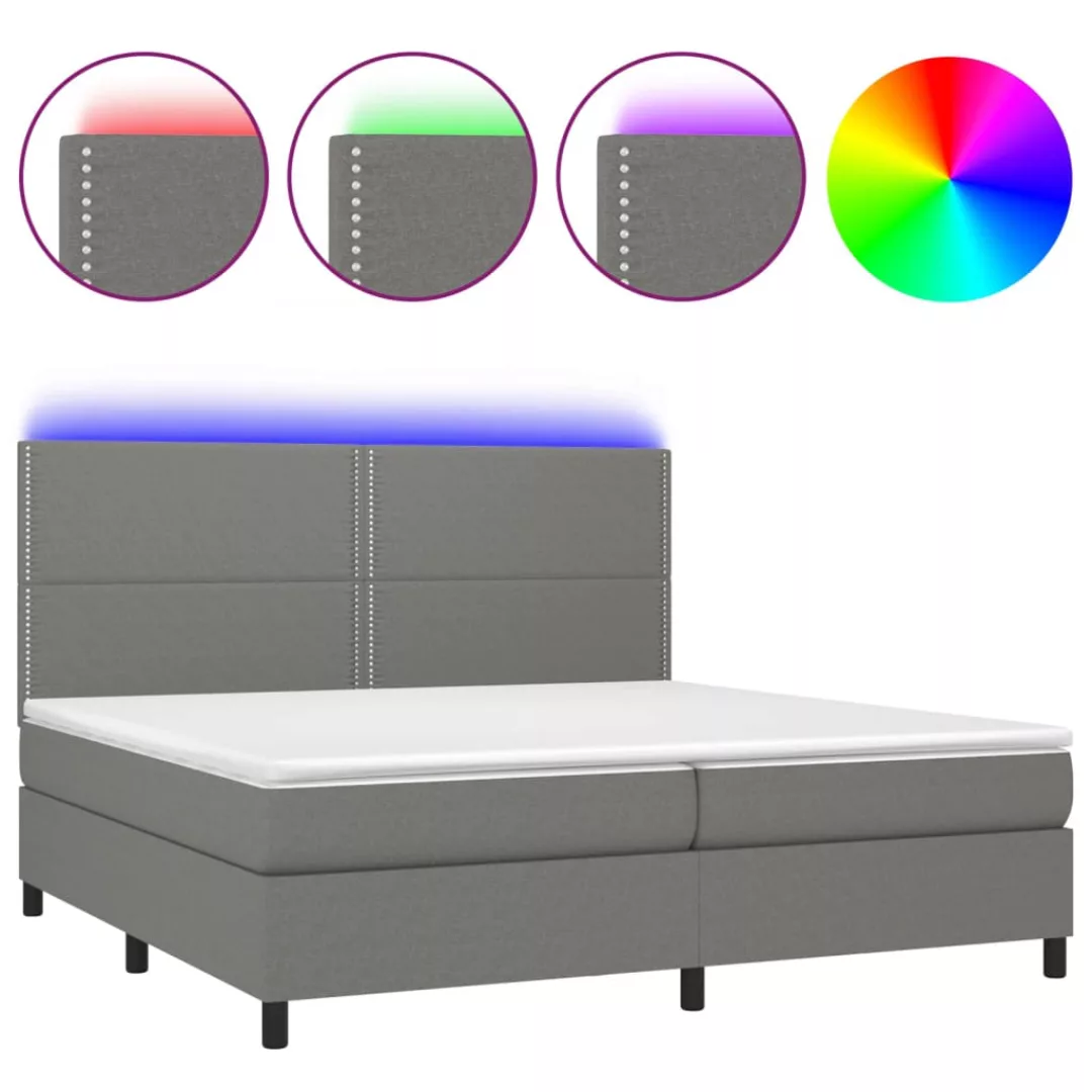 Vidaxl Boxspringbett Mit Matratze & Led Dunkelgrau 200x200 Cm Stoff günstig online kaufen