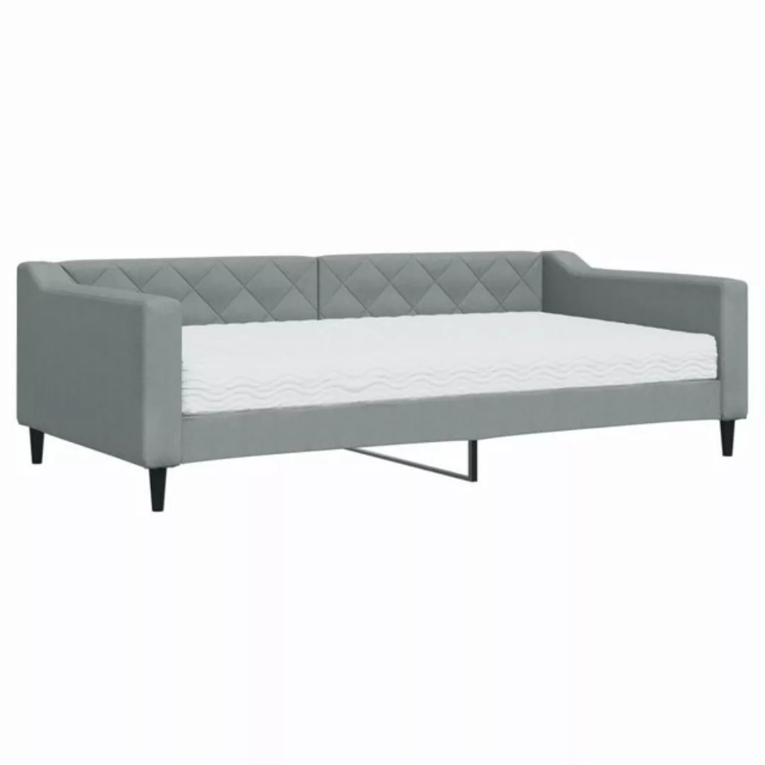 vidaXL Gästebett Gästebett Tagesbett mit Matratze Hellgrau 100x200 cm Stoff günstig online kaufen