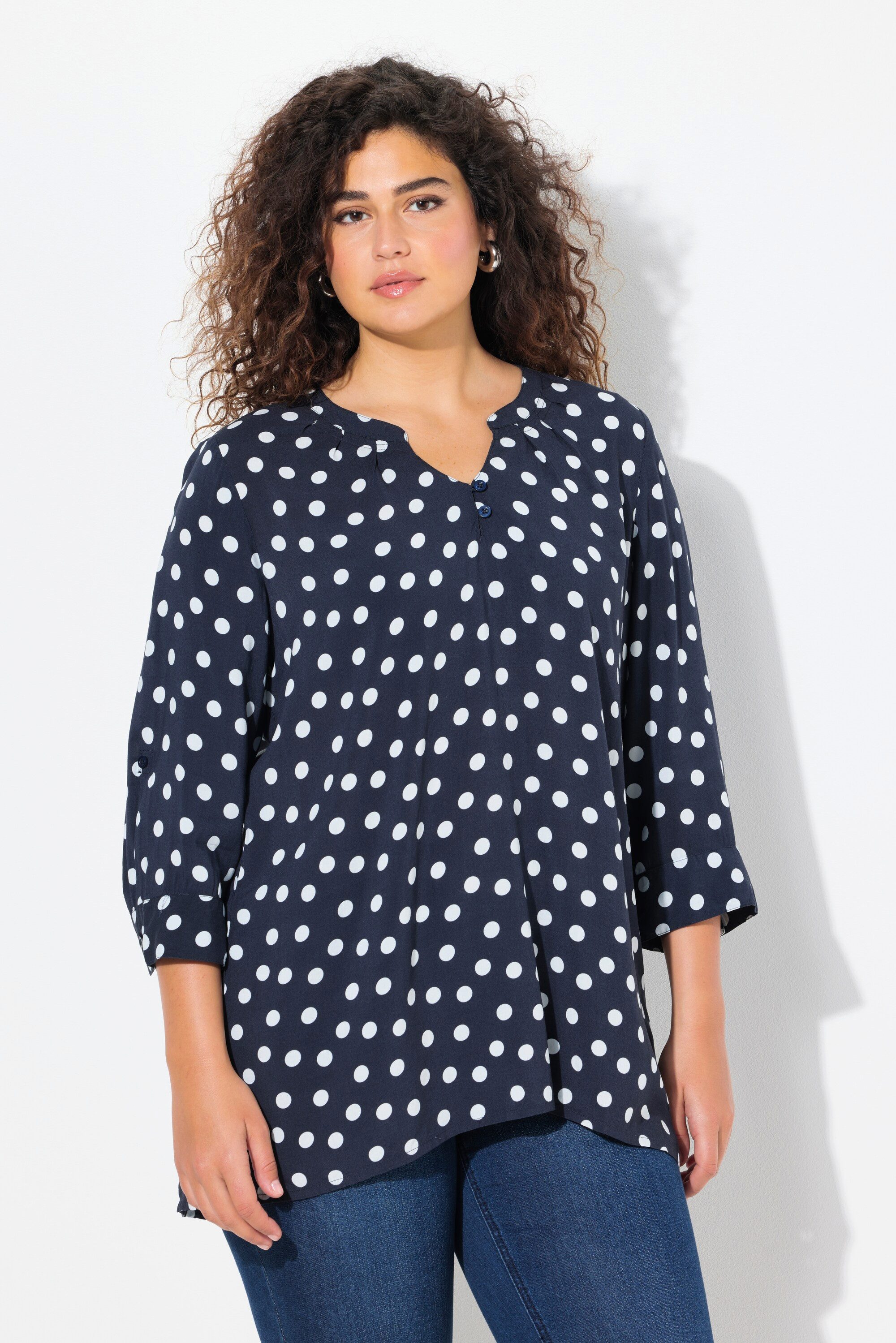 Ulla Popken Tunika Tunika Tunika-Ausschnitt 3/4-Arm günstig online kaufen
