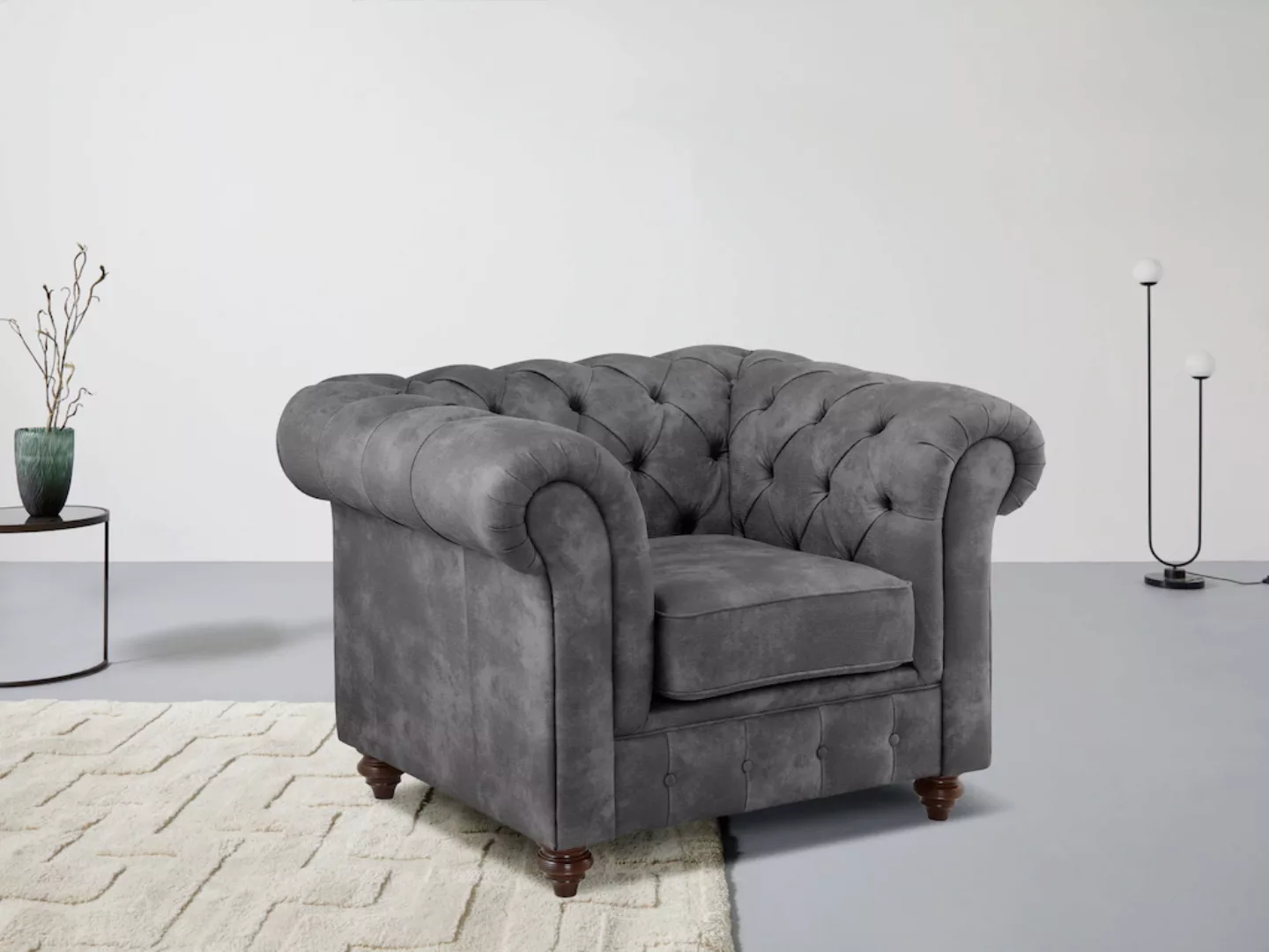 Home affaire Sessel »Chesterfield B/T/H: 105/69/74 cm«, mit hochwertiger Kn günstig online kaufen