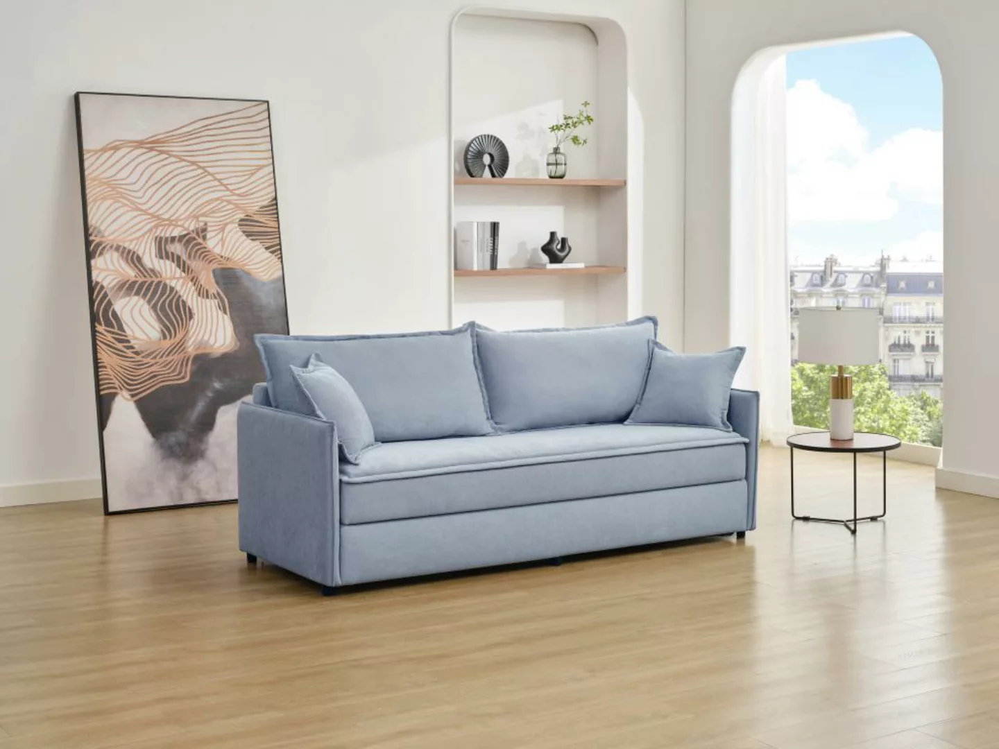 Sofa mit Schlaffunktion 3-Sitzer - Sitzfläche mit Memory Schaum - Stoff - B günstig online kaufen