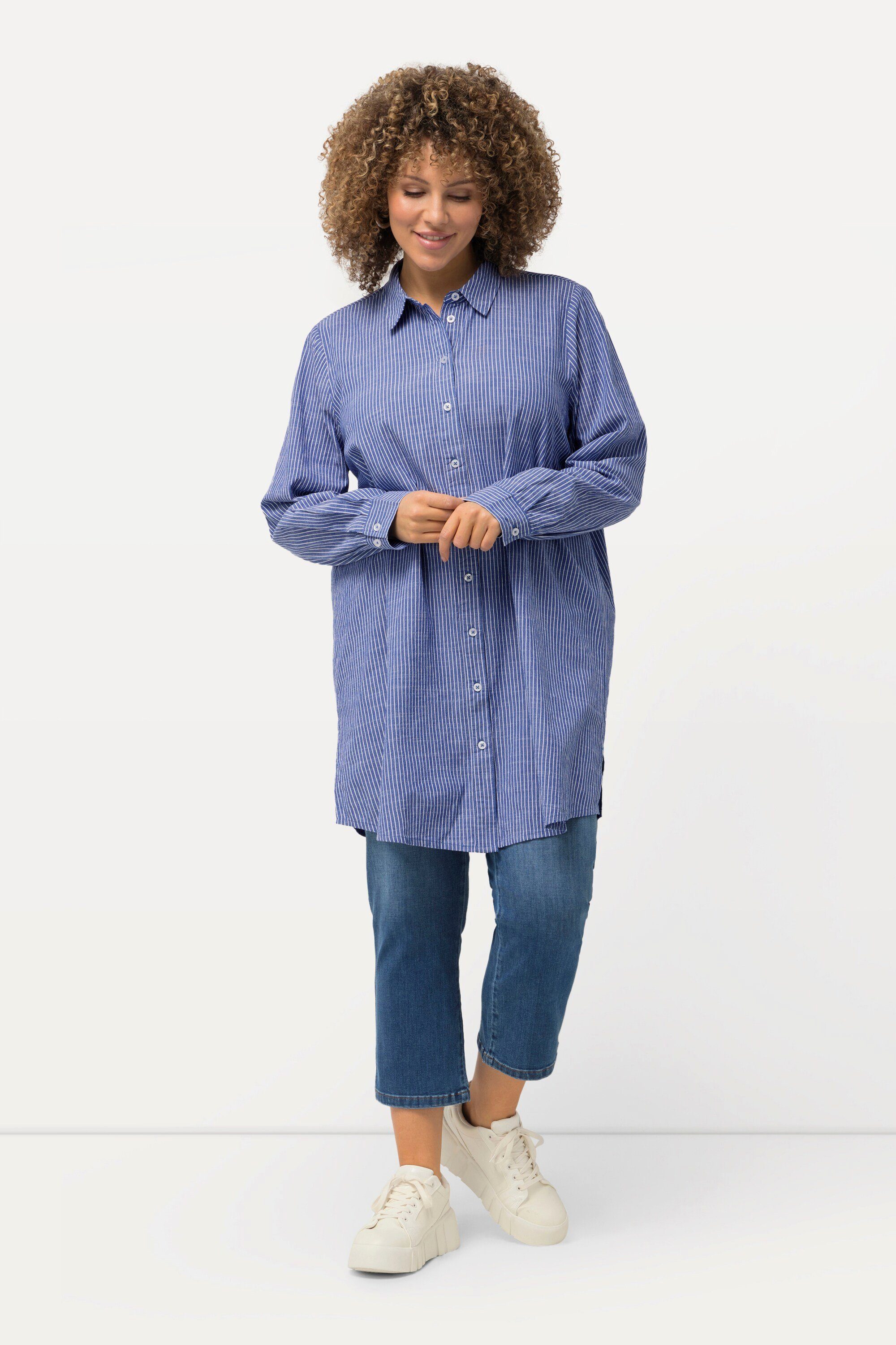 Ulla Popken Longbluse Longbluse Streifen A-Linie günstig online kaufen
