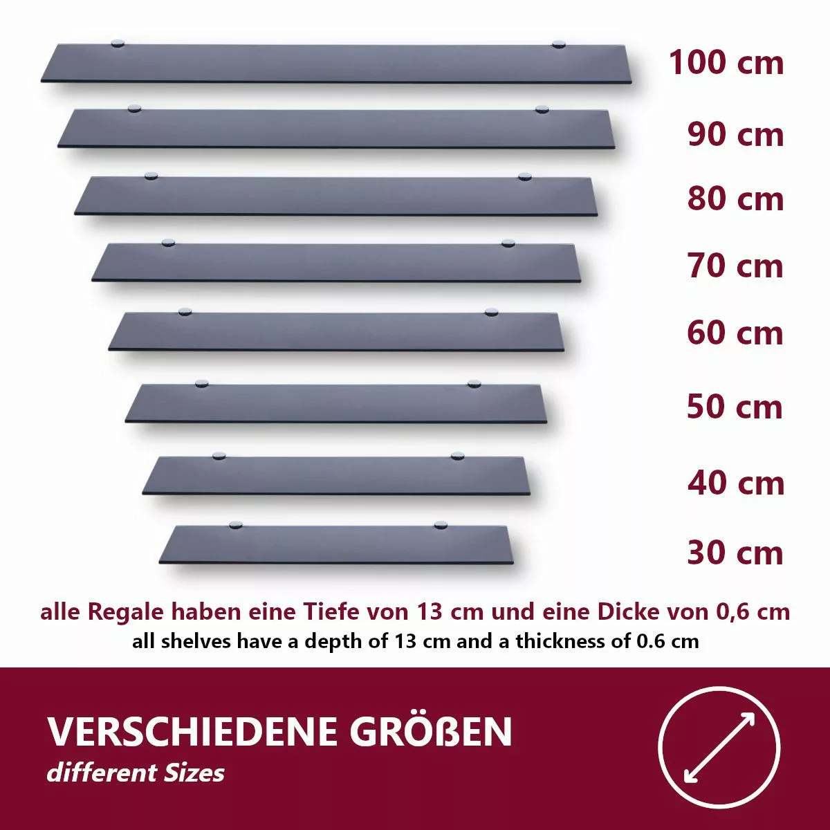 HOOZ Wandregal aus Sicherheitsglas mit Halterung günstig online kaufen