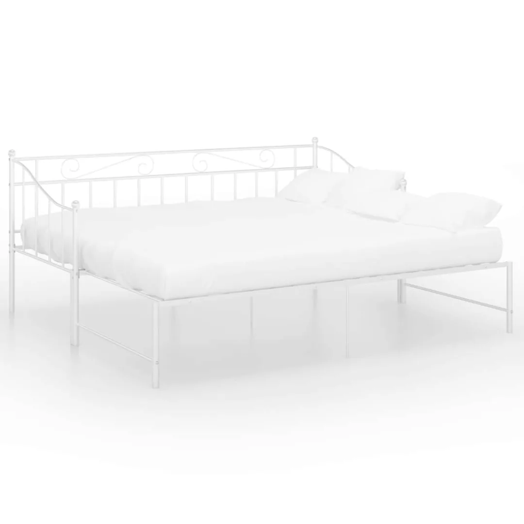 vidaXL Gästebett Ausziehsofa Bettgestell Weiß Metall 90x200 cm Einzelbett B günstig online kaufen