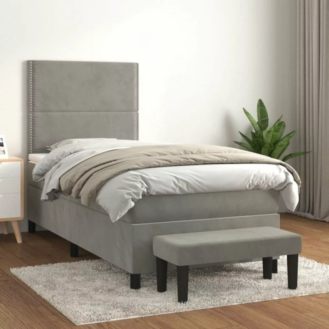 vidaXL Bettgestell Boxspringbett mit Matratze Dunkelgrau 80x200 cm Samt Bet günstig online kaufen