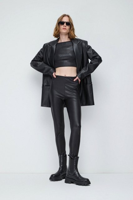 No Matter What Leggings Schwarze High-Waisted Kunstleder Skinny Leggings günstig online kaufen