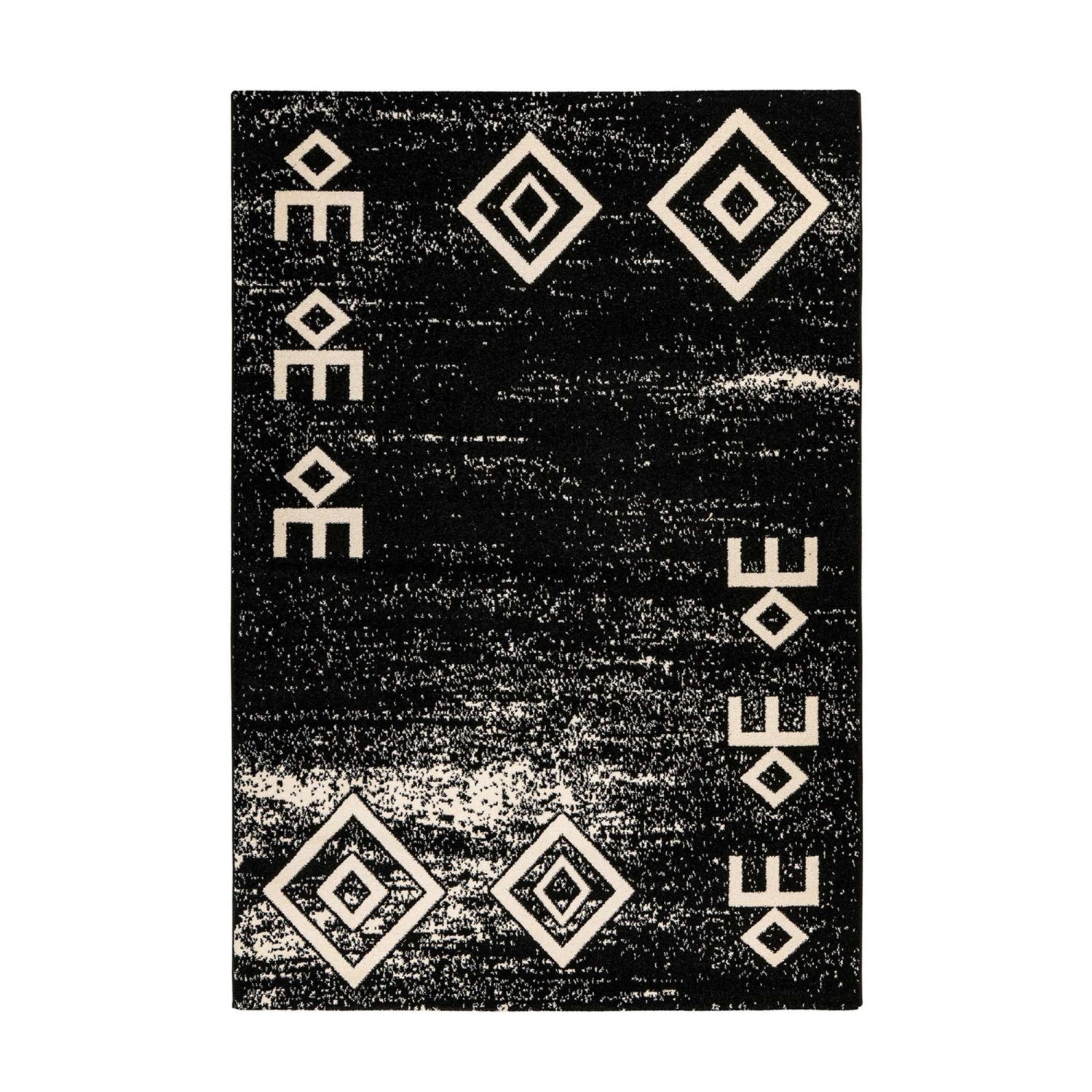 MeGusta Kurzflor Teppich EthnoDesign Schwarz 120x170 cm Rocío günstig online kaufen