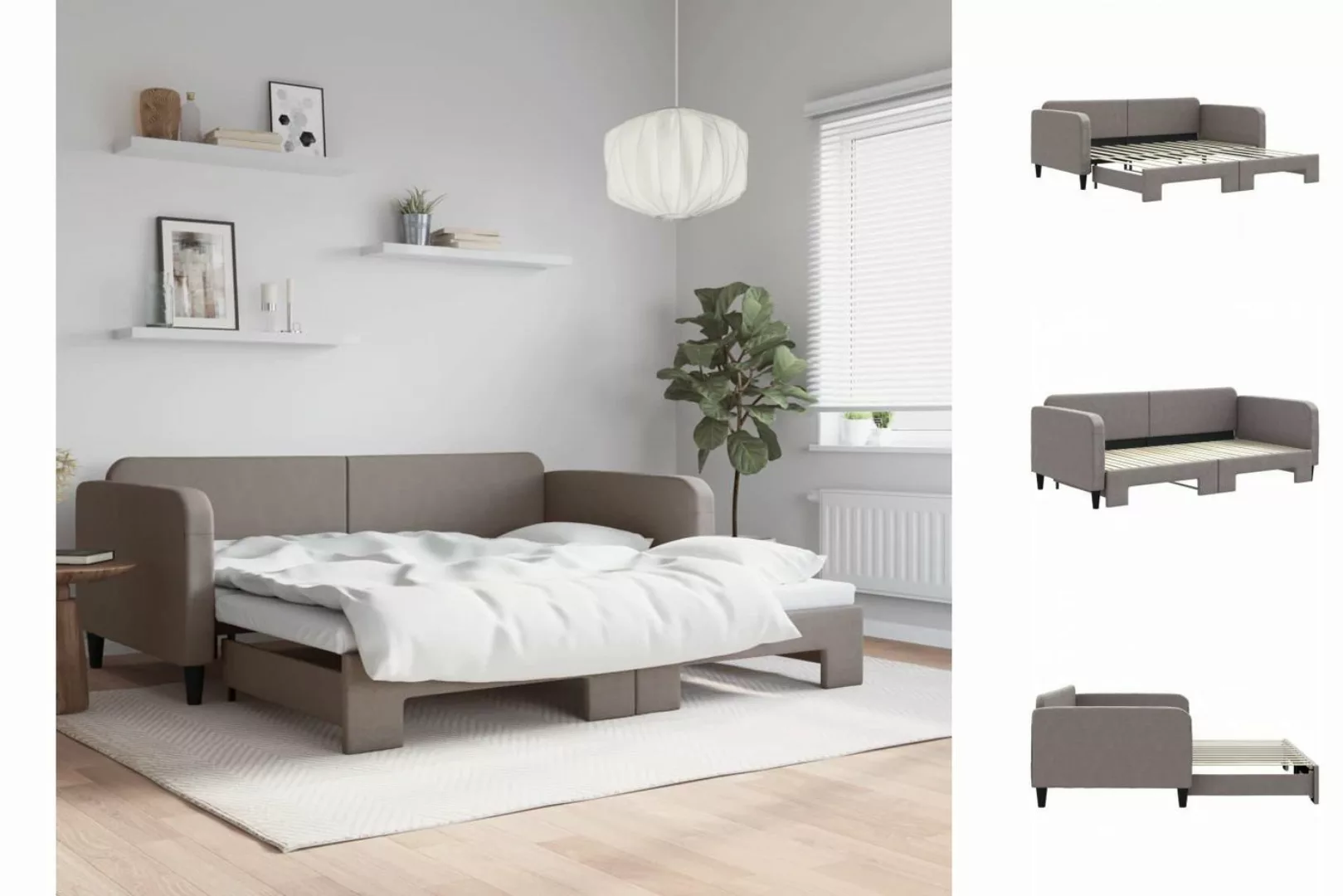 vidaXL Gästebett Gästebett Tagesbett Ausziehbar Taupe 100x200 cm Stoff Bett günstig online kaufen