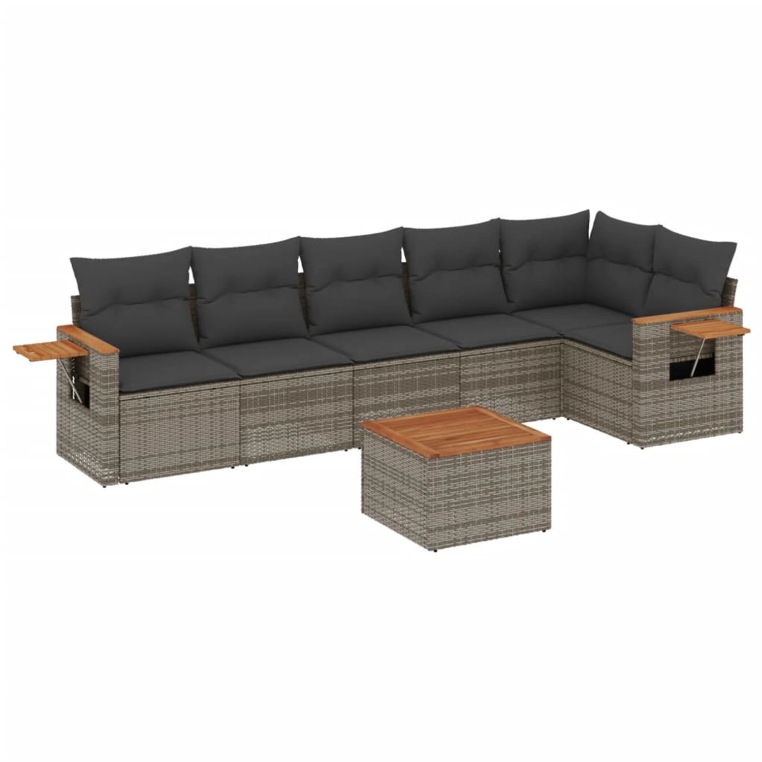 vidaXL 7-Tlg Garten-Sofagarnitur mit Kissen Grau Poly Rattan 3226837 günstig online kaufen