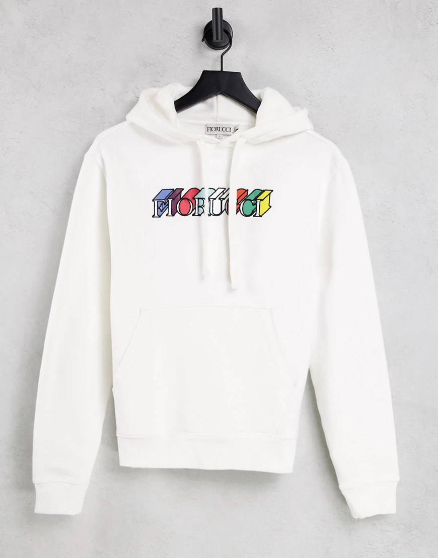 Fiorucci – Kapuzenpullover mit lockerem Schnitt und Grafik-Logo-Weiß günstig online kaufen