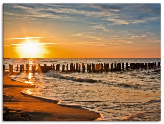 Artland Wandbild "Schöner Sonnenuntergang am Strand", Strand, (1 St.), als günstig online kaufen