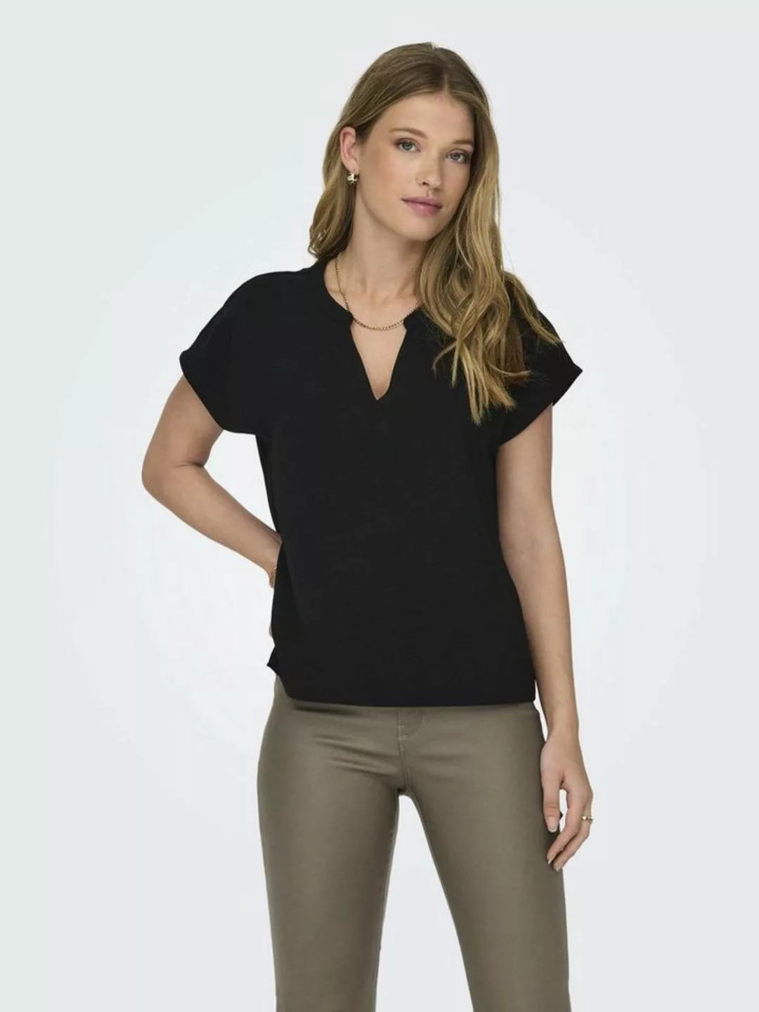 JACQUELINE de YONG Blusenshirt Einfarbige Kurzarm Bluse V-Ausschnitt Blusen günstig online kaufen