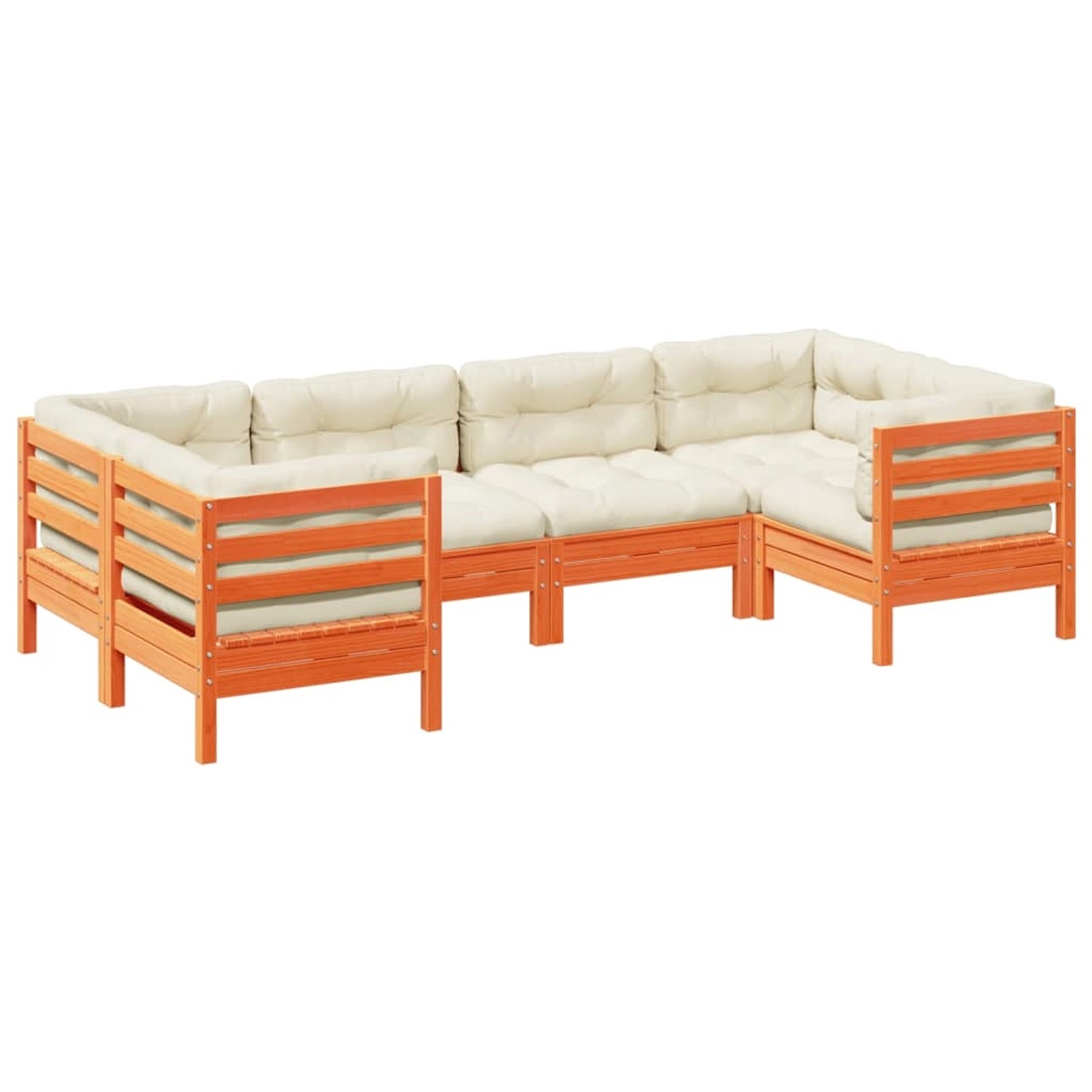 vidaXL 6-Tlg Garten-Sofagarnitur mit Kissen Wachsbraun Kiefernholz 3299611 günstig online kaufen