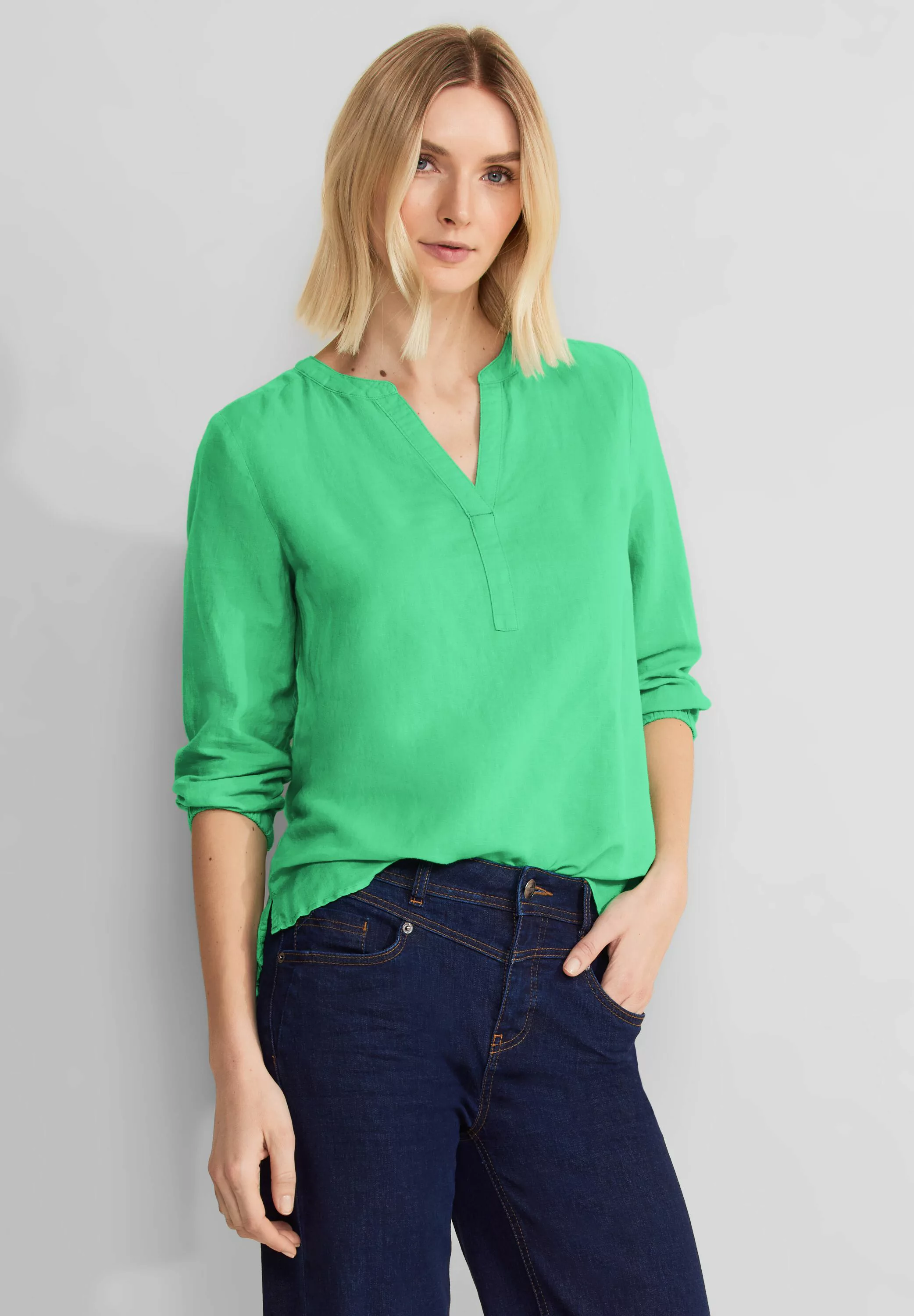 STREET ONE Shirtbluse STREET ONE / Da. Bluse / LS_Solid Splitneck blouse w günstig online kaufen