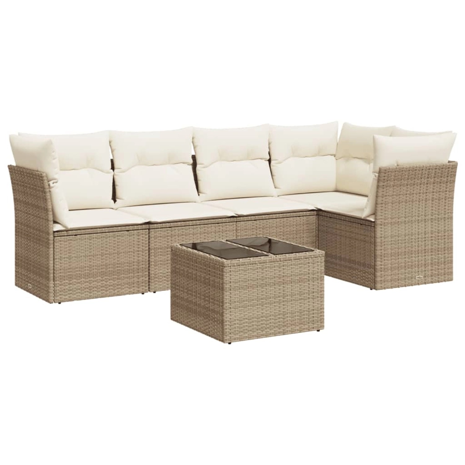 vidaXL 6-tlg Garten-Sofagarnitur mit Kissen Beige Poly Rattan Modell 53 günstig online kaufen