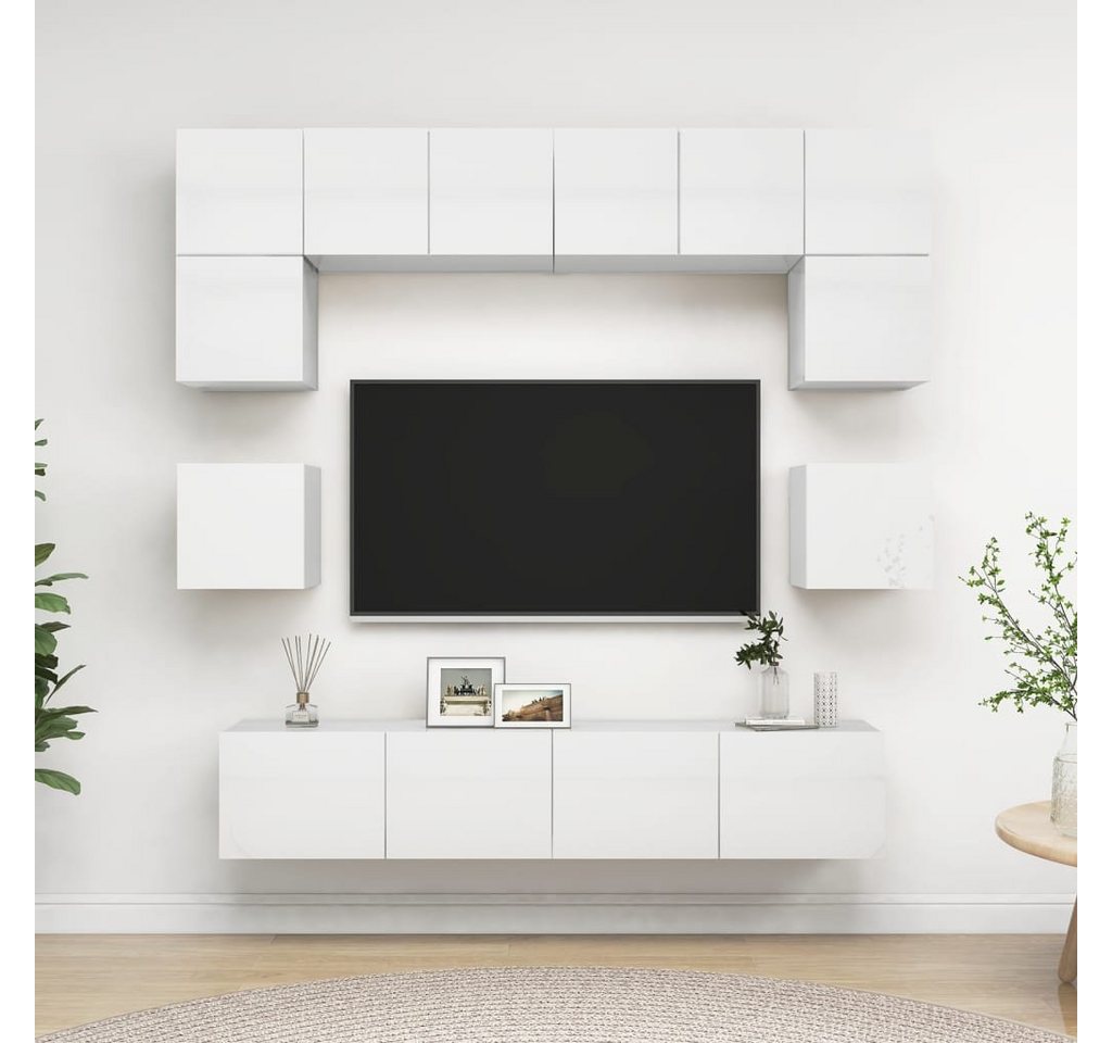 furnicato TV-Schrank 8-tlg. TV-Schrank-Set Hochglanz-Weiß Holzwerkstoff günstig online kaufen