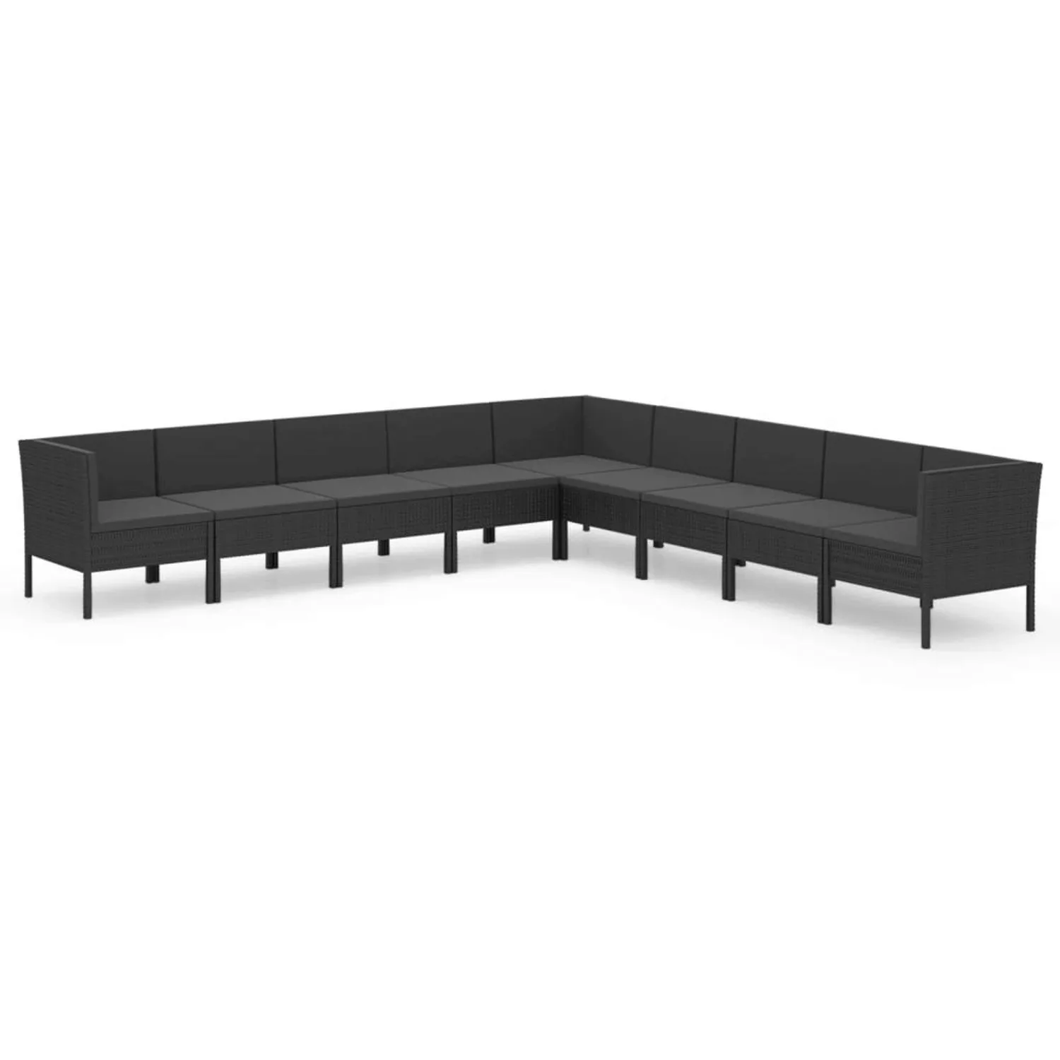 9-tlg. Garten-lounge-set Mit Auflagen Poly Rattan Schwarz günstig online kaufen