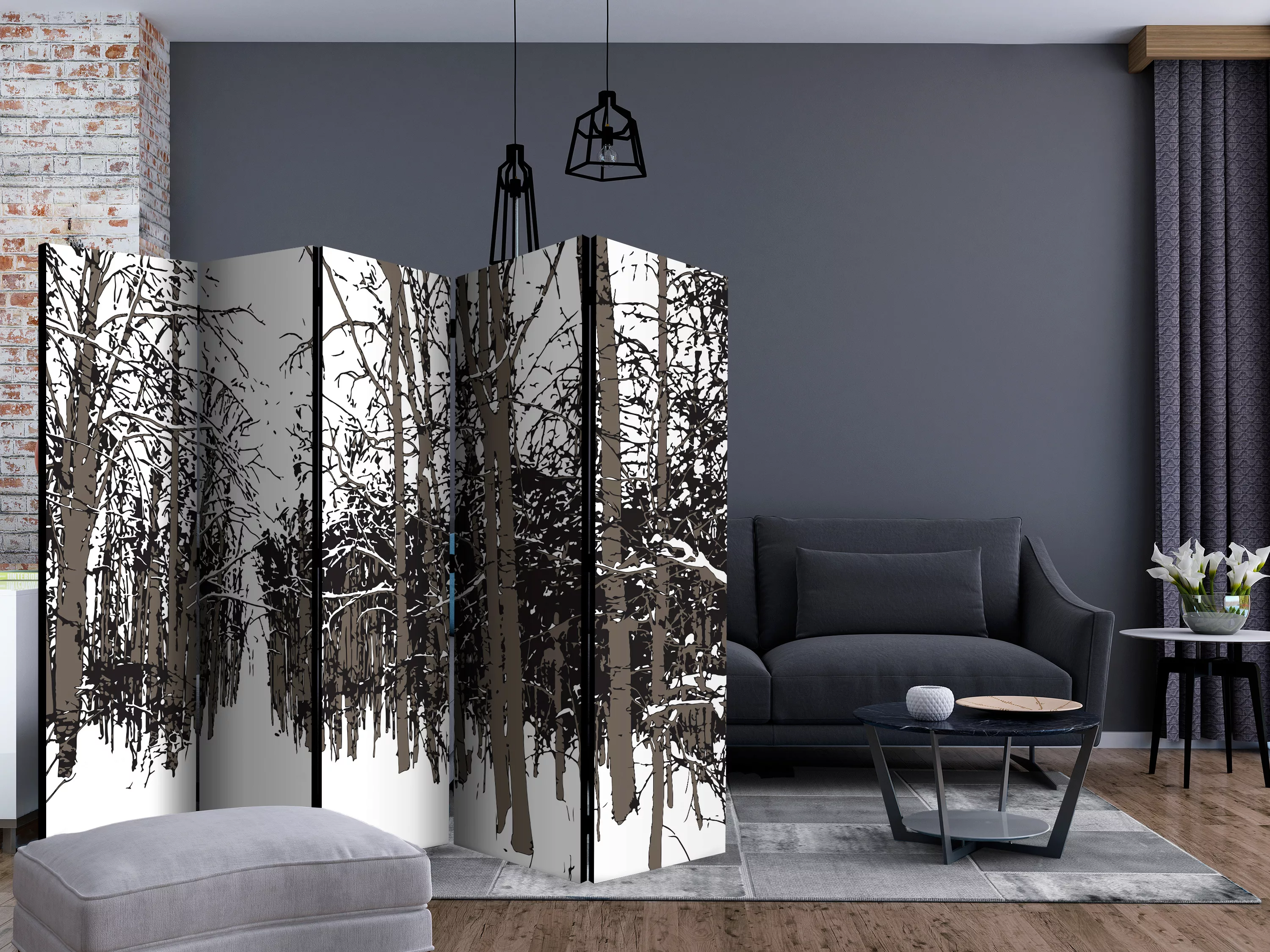 5-teiliges Paravent - Trees - Autumn Ii [room Dividers] günstig online kaufen