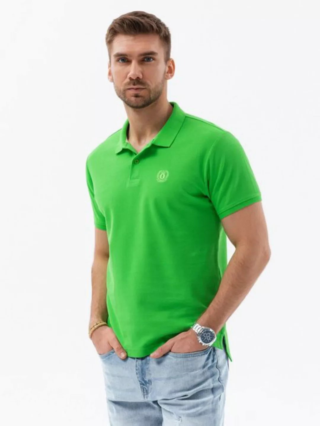 OMBRE Poloshirt Ombre Poloshirt aus Piqué-Strick für Herren - grün V25 S137 günstig online kaufen