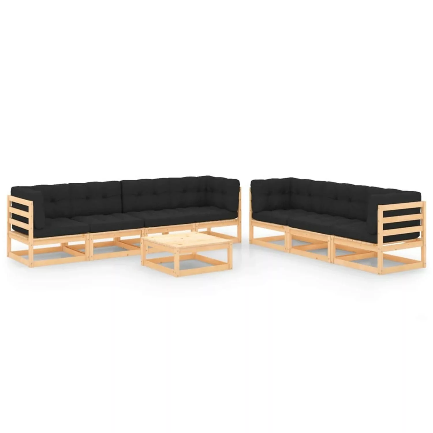 Vidaxl 8-tlg. Garten-lounge-set Mit Anthrazit Kissen Massivholz Kiefer günstig online kaufen