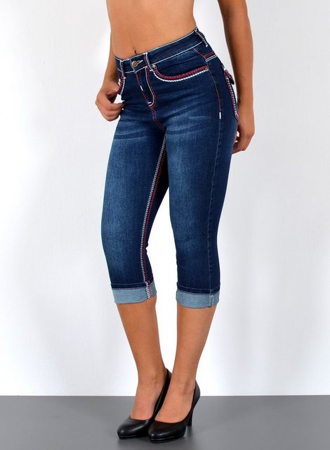ESRA Caprijeans J569 Damen High Waist Capri Jeans mit dicker Naht, bis Über günstig online kaufen
