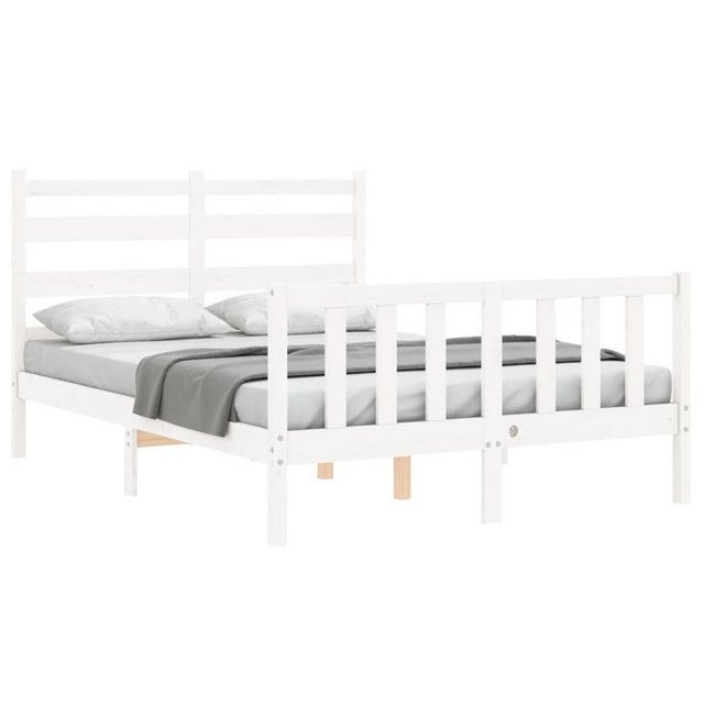 vidaXL Bett Massivholzbett ohne Matratze Weiß 140x190 cm Kiefernholz günstig online kaufen