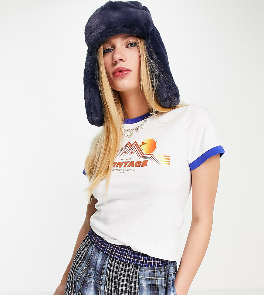 Reclaimed Vintage Inspired – T-Shirt aus Bio-Baumwolle mit Retro-Print und günstig online kaufen