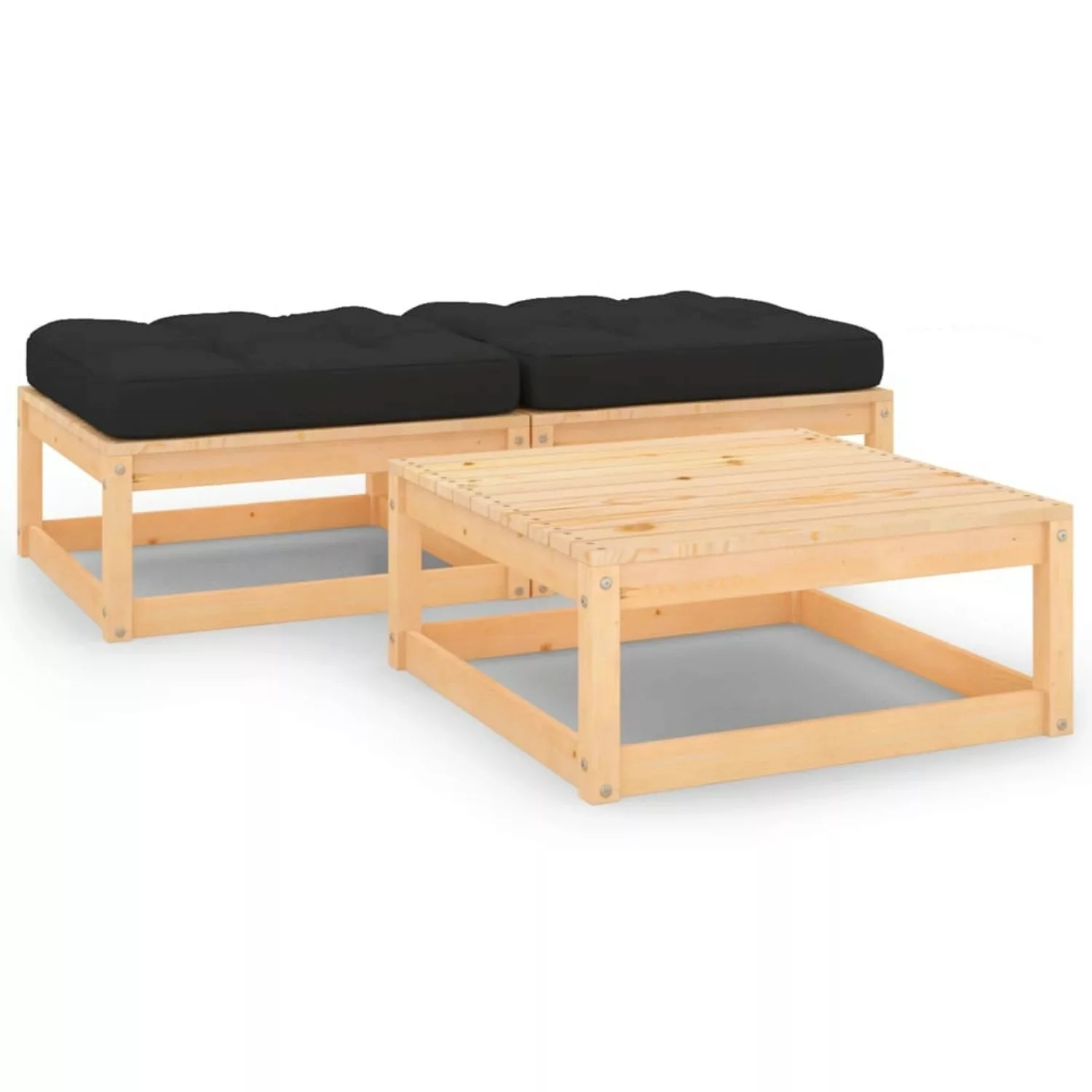 3-tlg. Garten-lounge-set Mit Kissen Massivholz Kiefer günstig online kaufen