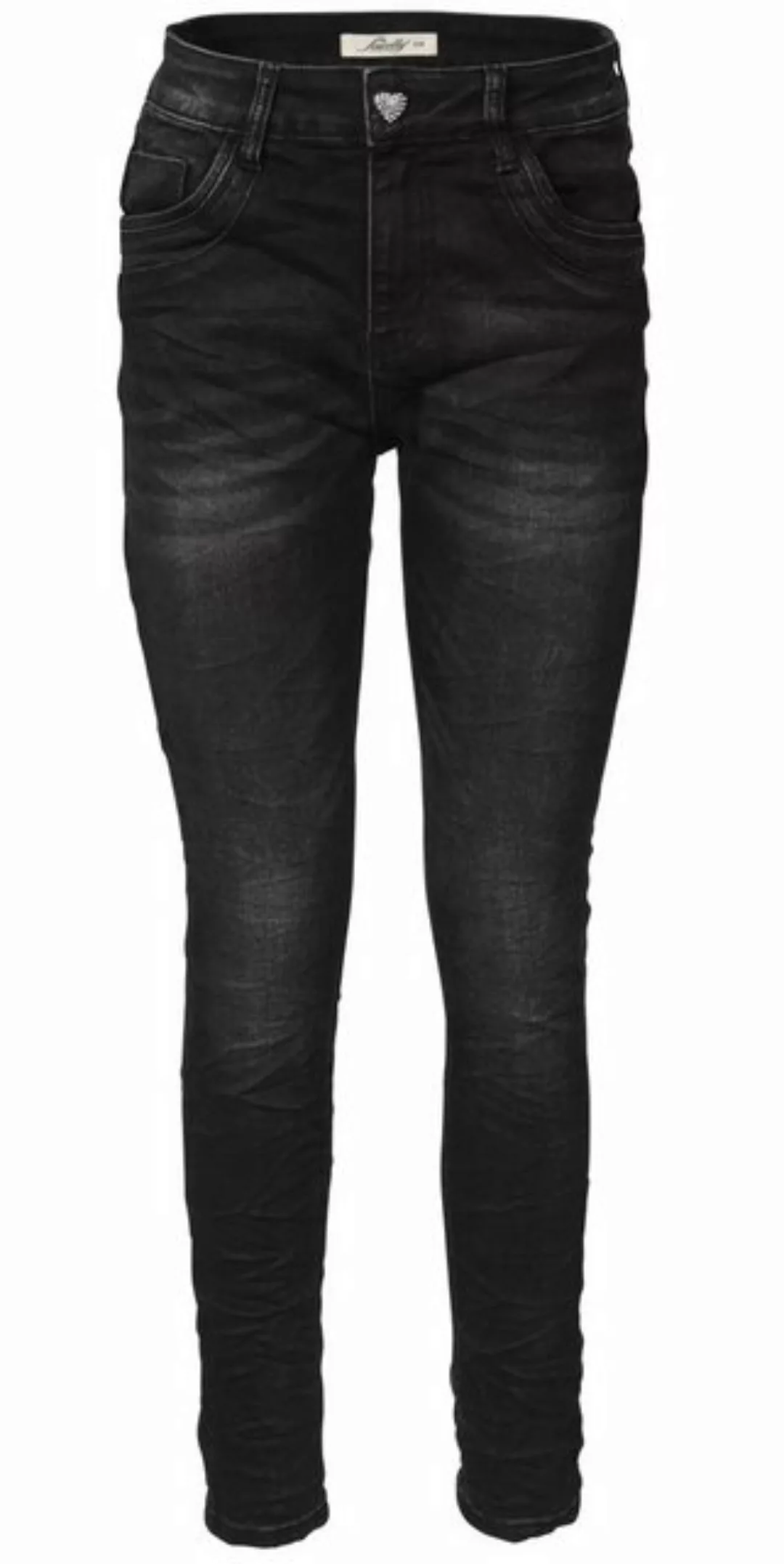 Jewelly Regular-fit-Jeans Jeans, Schwarze Stretch Jeans Five-Pocket im günstig online kaufen