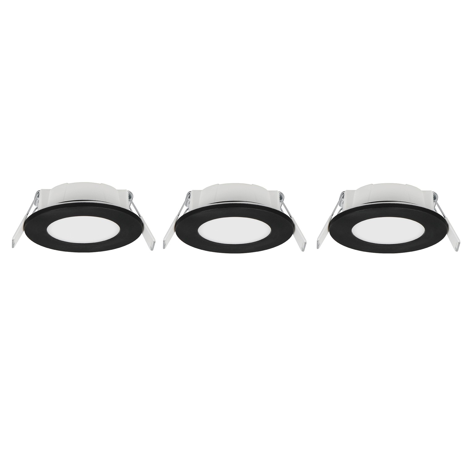 Trio LED-Einbauleuchten Himal Schwarz Ø 8,5 cm 3er-Set günstig online kaufen