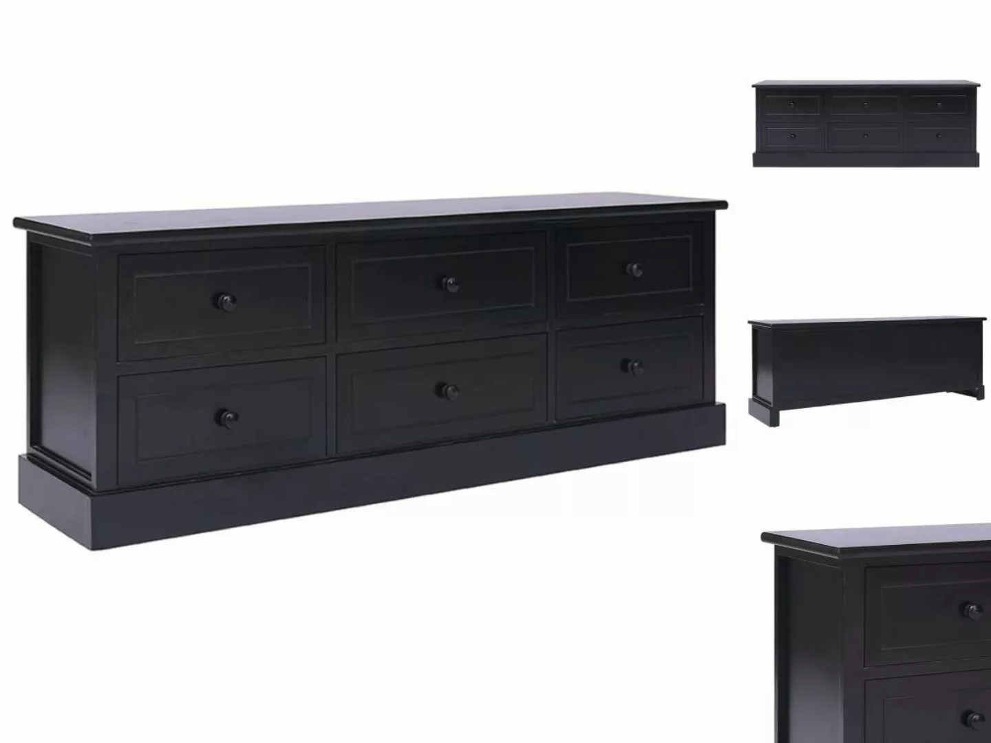 vidaXL TV-Schrank TV-Schrank Schwarz 108x30x40 cm Massivholz Paulownia TV-K günstig online kaufen