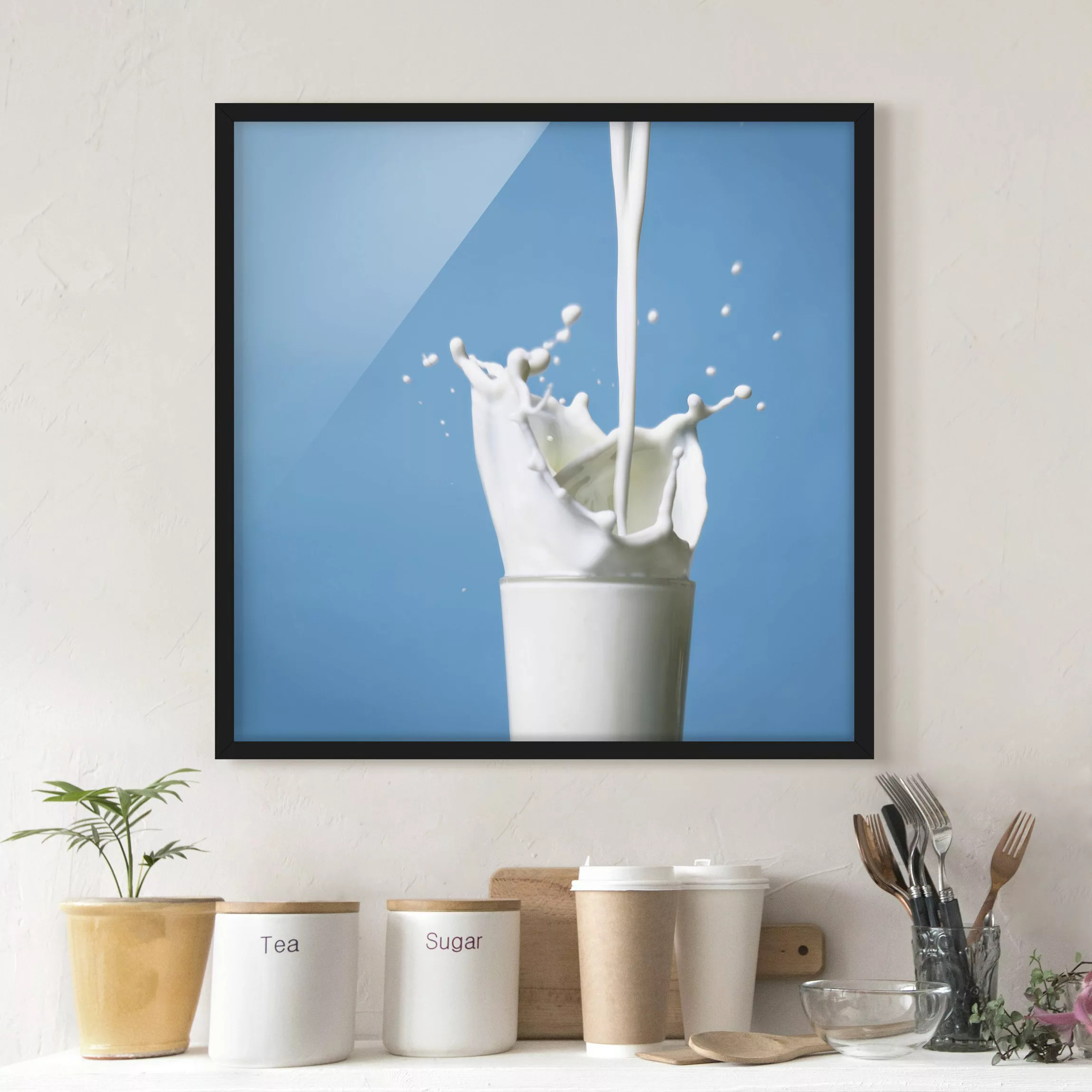 Bild mit Rahmen Küche - Quadrat Milk günstig online kaufen