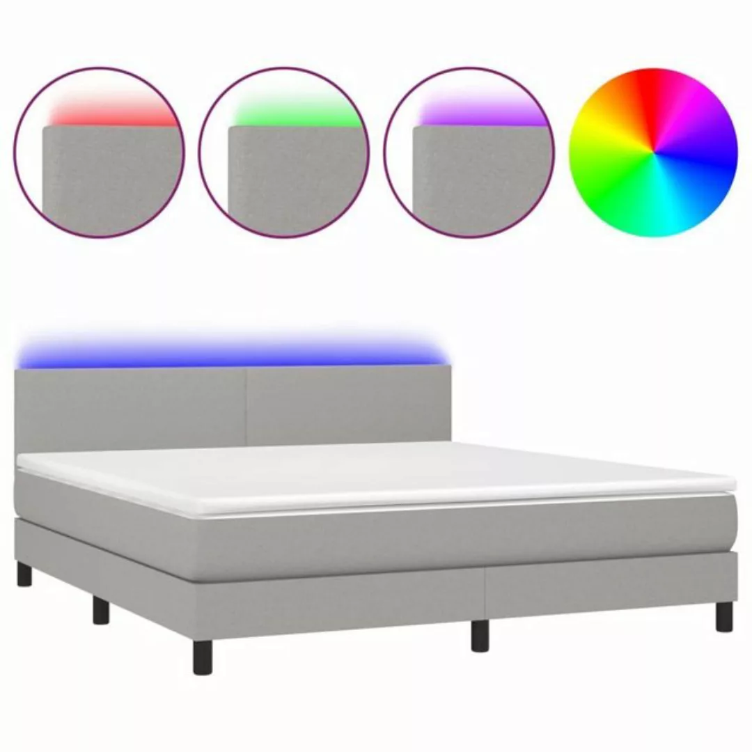 vidaXL Bettgestell Boxspringbett mit Matratze LED Hellgrau 160x200 cm Stoff günstig online kaufen