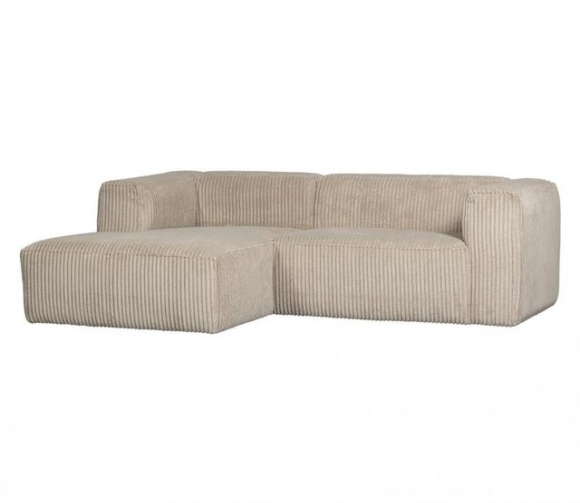 Maison ESTO Sofa Ecksofa Chaiselongue-Sofa CORD Stoff Ribcord beige travert günstig online kaufen