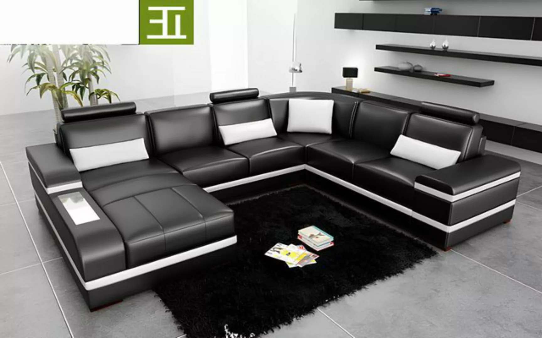 Xlmoebel Ecksofa Neu Großes Ecksofa Ledersofa U-Form Wohnlandschaft Sofa Co günstig online kaufen