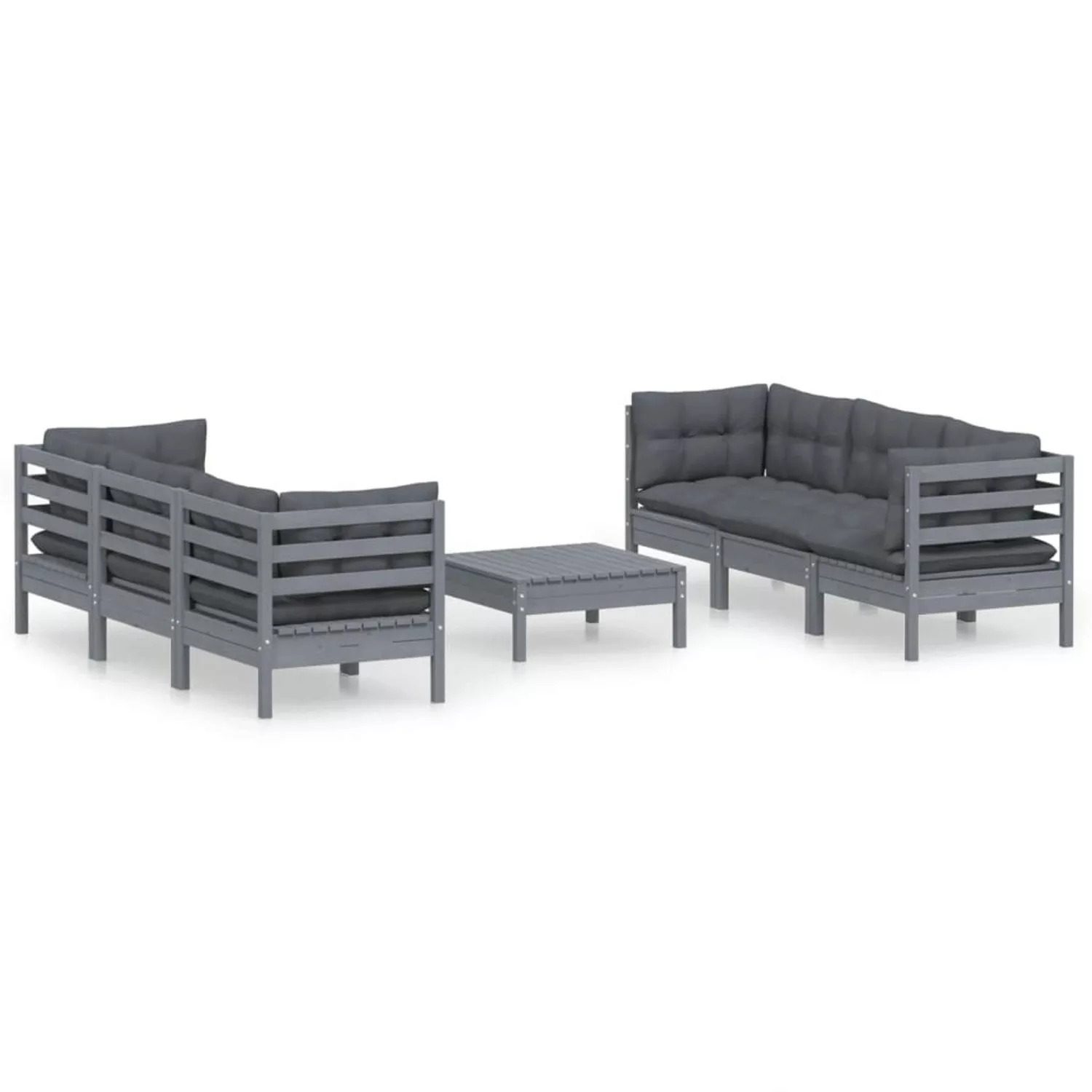 vidaXL 7-tlg Garten-Lounge-Set mit Anthrazit Kissen Kiefernholz Modell 5 günstig online kaufen