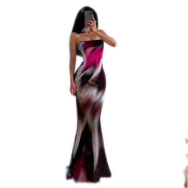 KIKI Abendkleid Lange, bedruckte Kleider mit hoher Taille günstig online kaufen