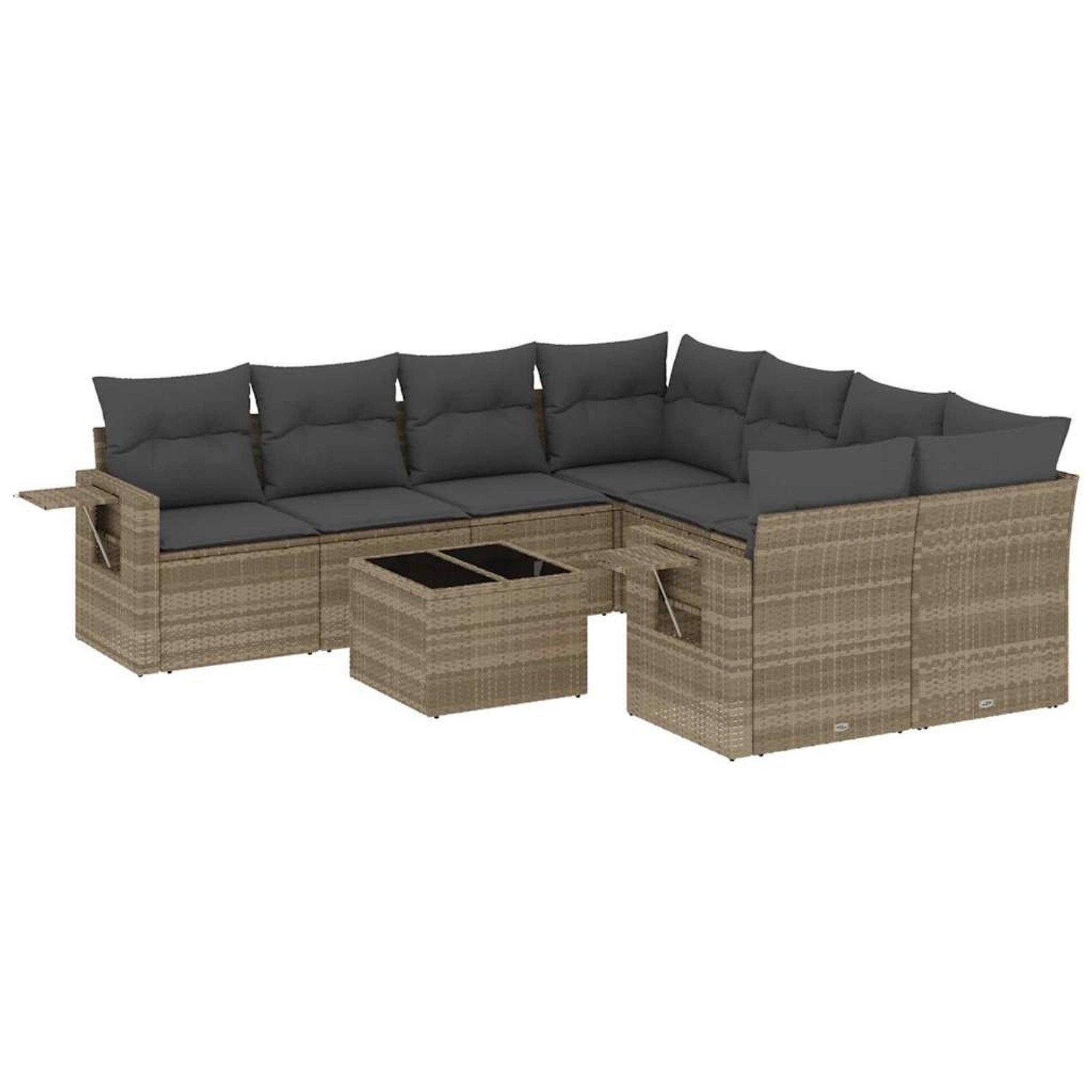vidaXL 9-Tlg Garten-Sofagarnitur mit Kissen Hellgrau Poly Rattan 3252299 günstig online kaufen